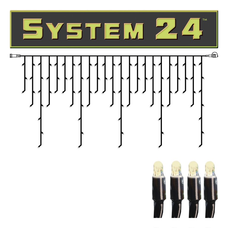 System 24 LED Lichtervorhang Eisregen - 2x1m - 98 warmweiße LED - koppelbar - ohne Trafo