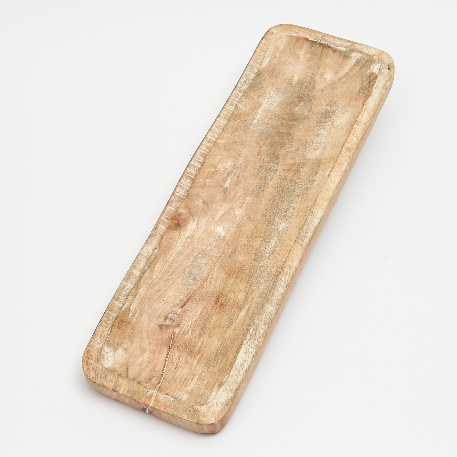 Holztablett - rechteckig - Mangoholz - L: 45,5cm - H: 2cm - natur, weiß