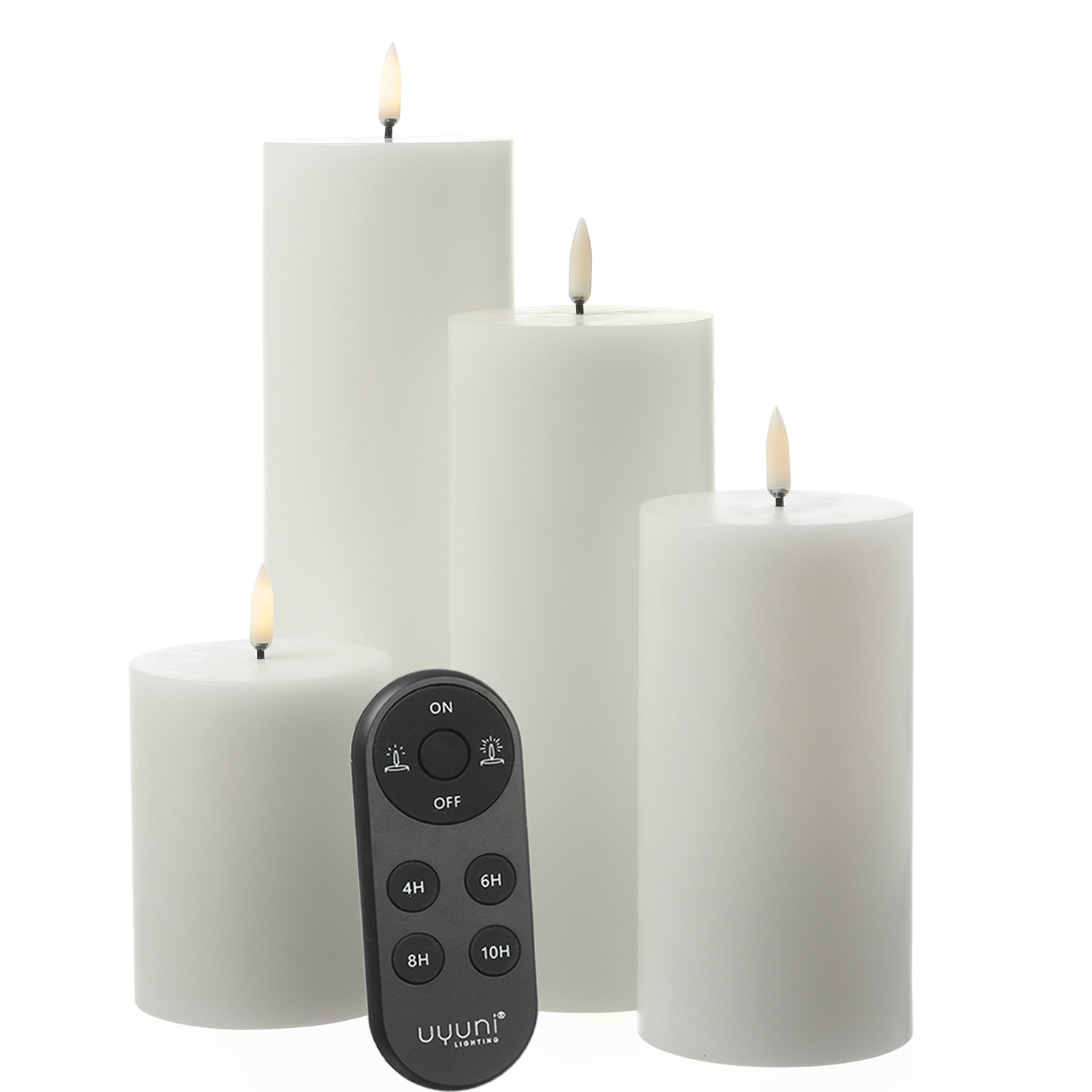 LED Kerzenset THEA - inkl. Batterien/Fernbedienung - 4 Größen - bis zu 1000 Std. - weiß - 4er Set