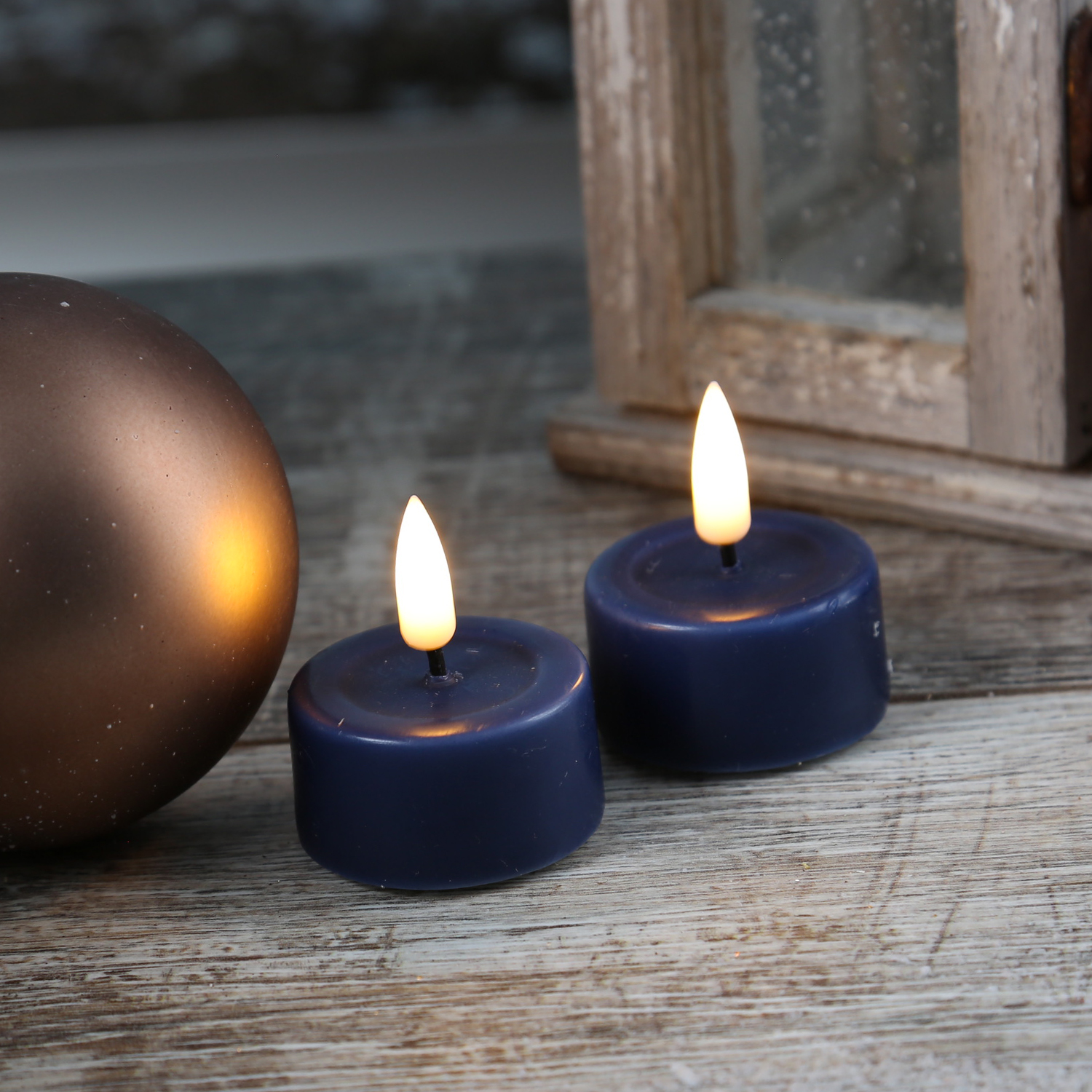 LED Teelichter MIA - realistische 3D Flamme - D: 4,1cm - mit Batterien - königsblau - 2 Stk