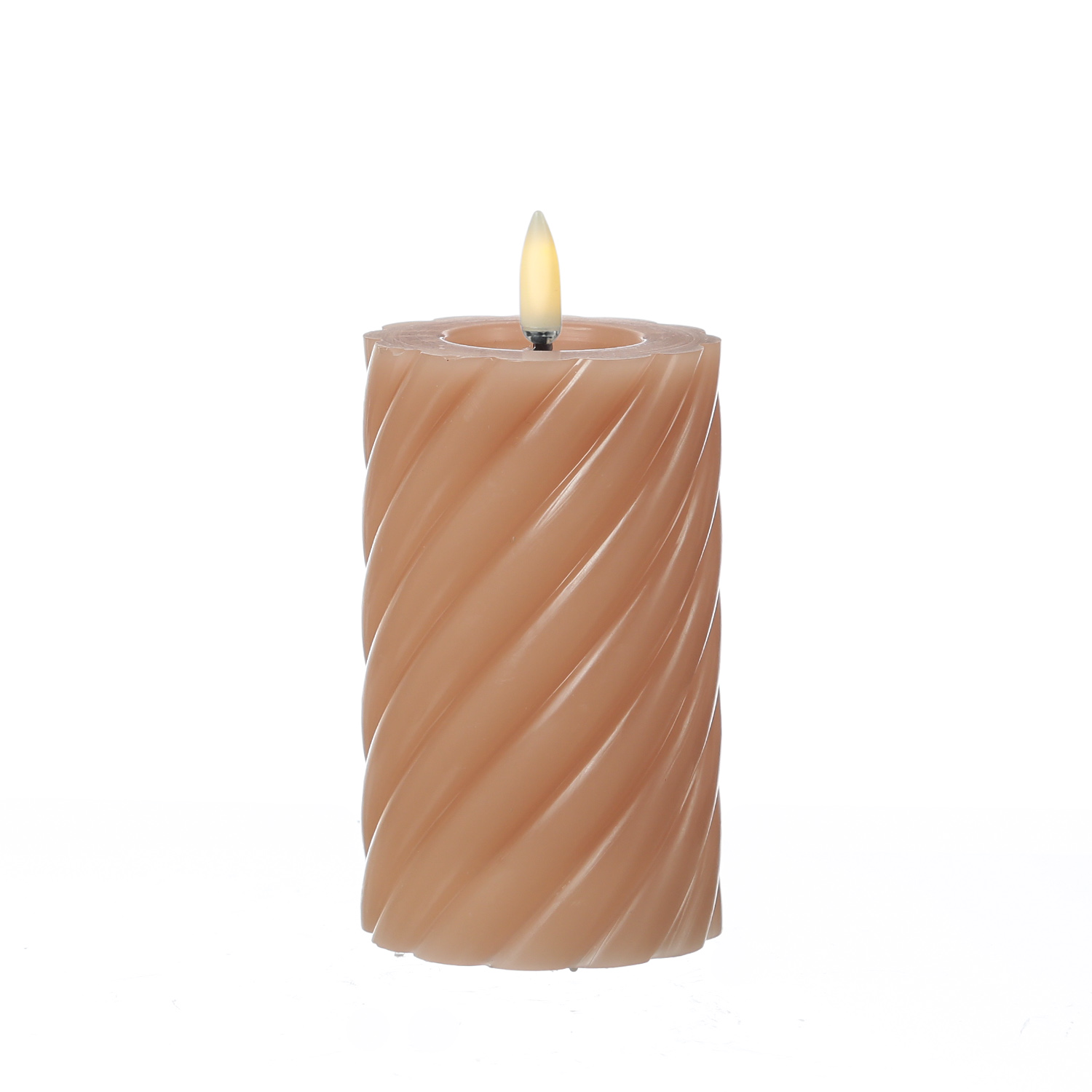 LED Stumpenkerze TWIST - Echtwachs - warmweiße 3D Flamme - H: 15cm - Batterie - Timer - altrosa LED Stumpenkerze TWIST - Echtwachs - warmweiße 3D Flamme - H: 15cm - Batterie - Timer - altrosa