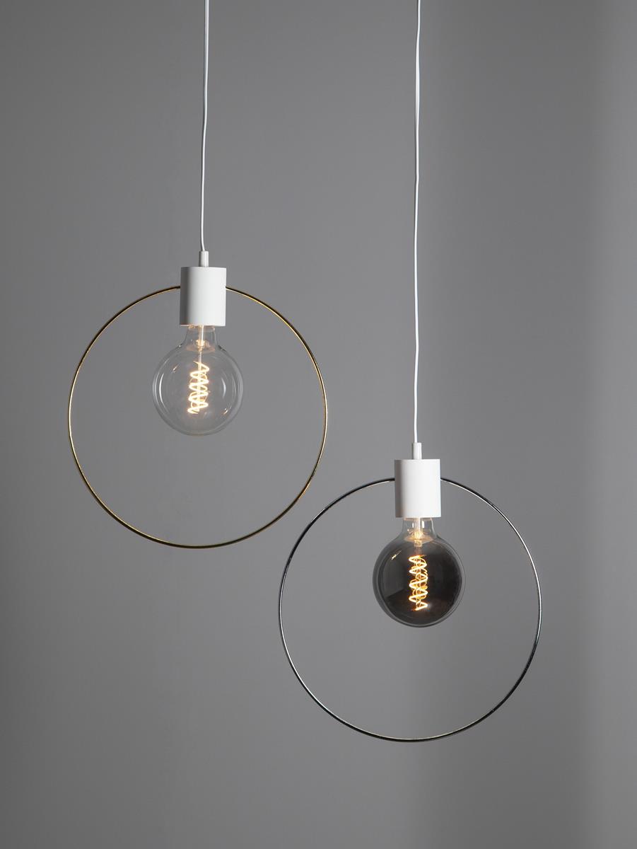 Hängeleuchte "Forever" - E27-Fassung - Farbe : messing / weiss, mit Schalter - ca. 35 cm x 39 cm