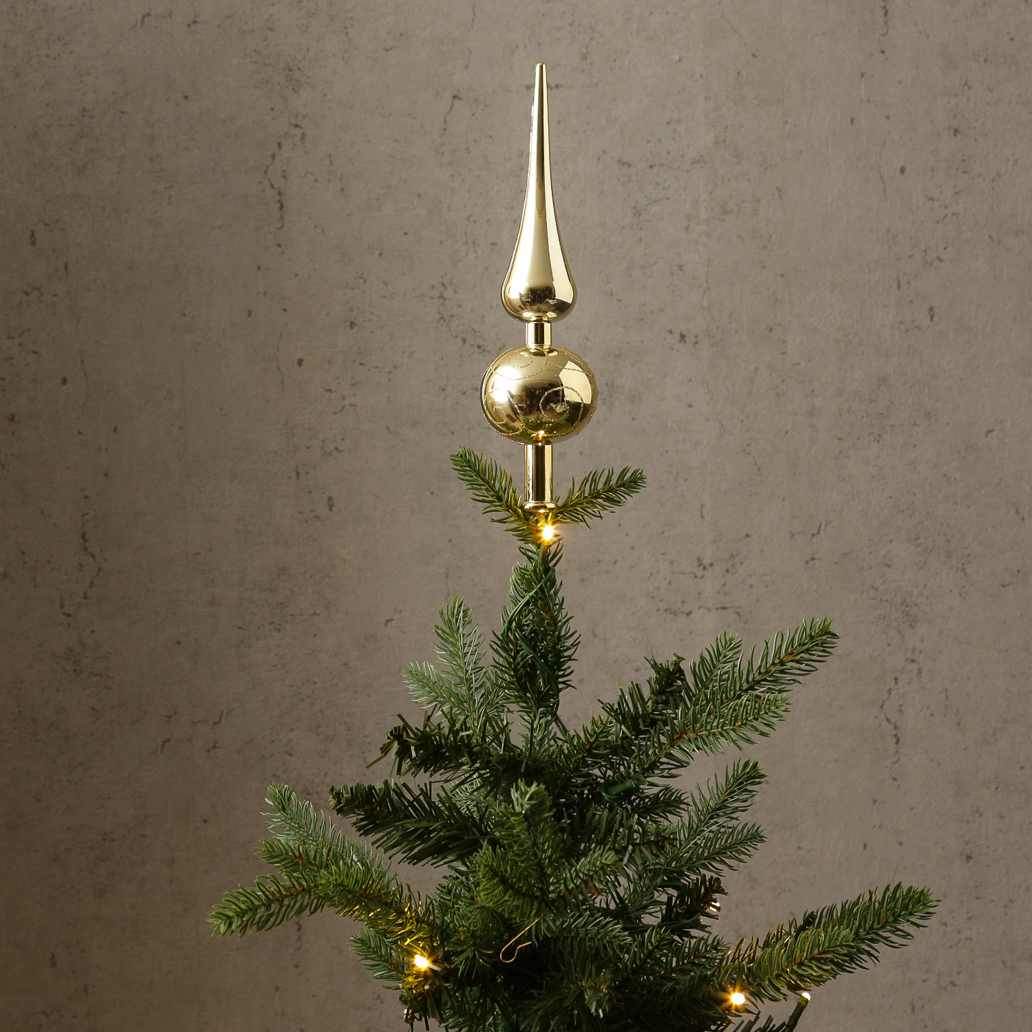 Christbaumspitze - Weihnachtsbaumspitze - Kunststoff - H: 23cm - gold