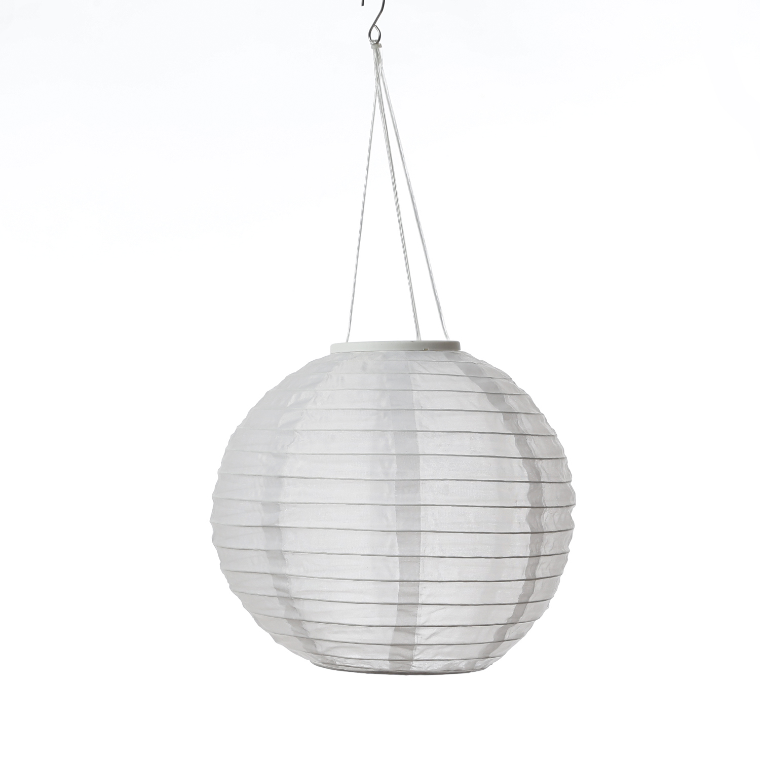 LED Solar Lampion - 1 warmweiße LED - H: 35cm - D: 40cm - Lichtsensor - weiß