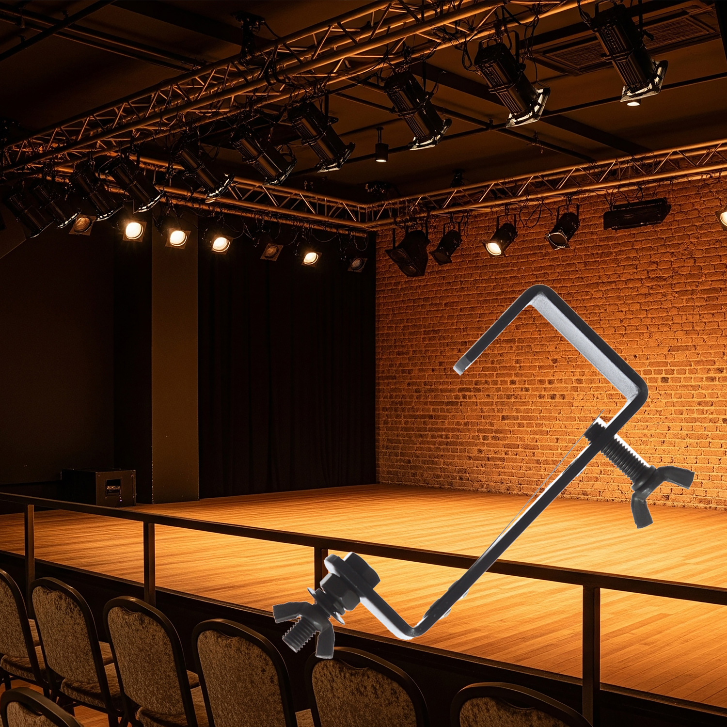 Theaterhaken 50kg Set CC-50 schwarz (5 Stück) - Montagehaken mit Schutzlippe - bis 50kg | DELTATRUSS