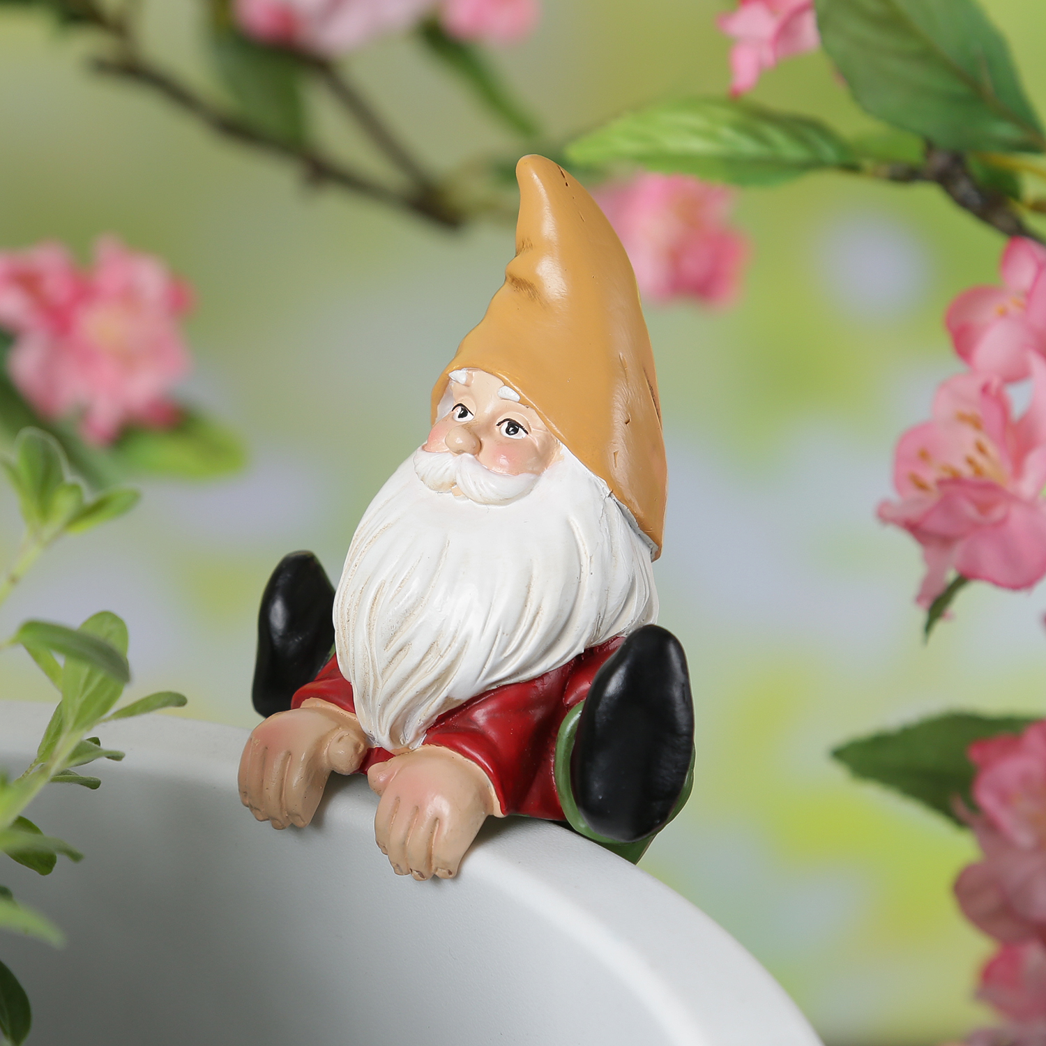 Blumentopfhänger Gartenzwerg - lustige Dekofigur als Topfhänger - Gartenfigur - Polyresin - H: 10cm