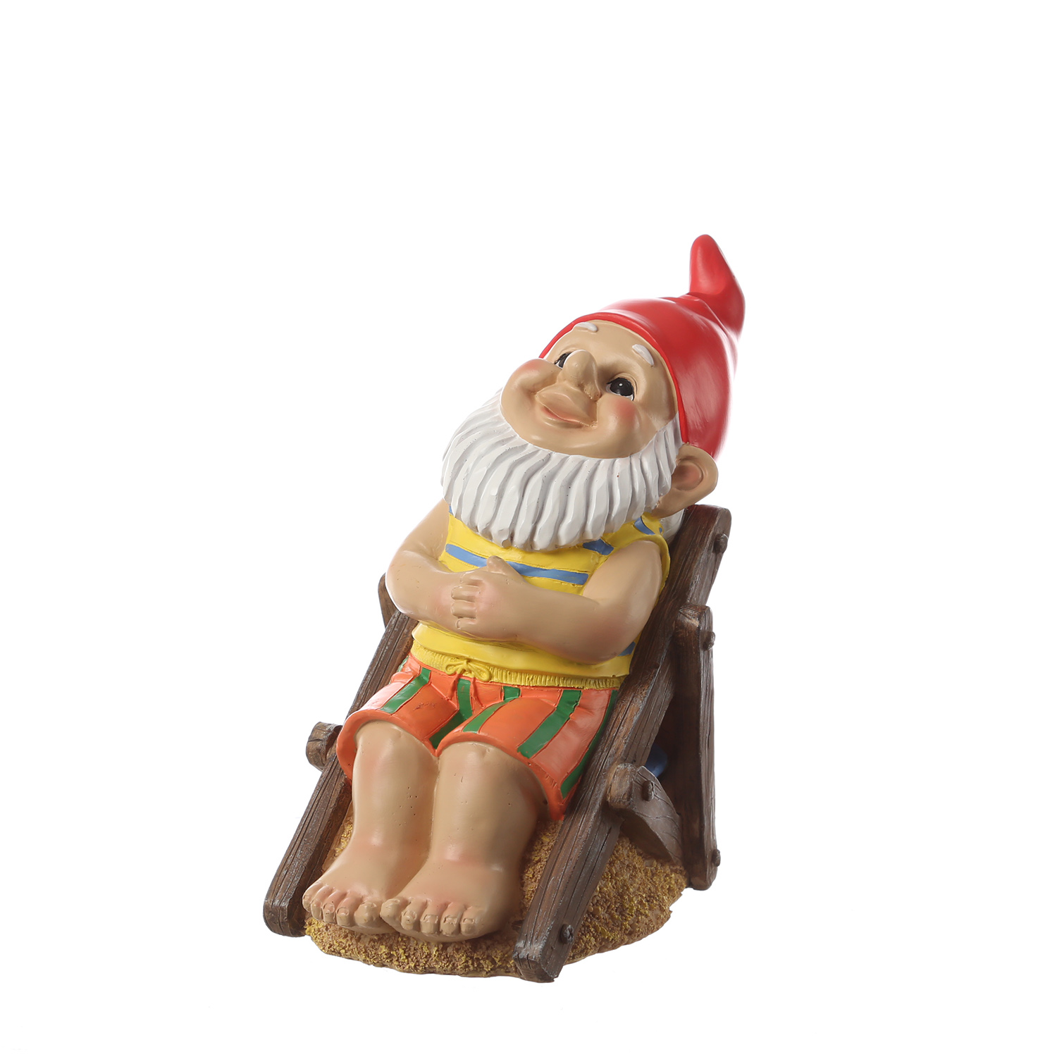 Gartenzwerg BERT - Zwerg im Liegestuhl - Dekofigur - Polyresin - H: 21cm - bunt