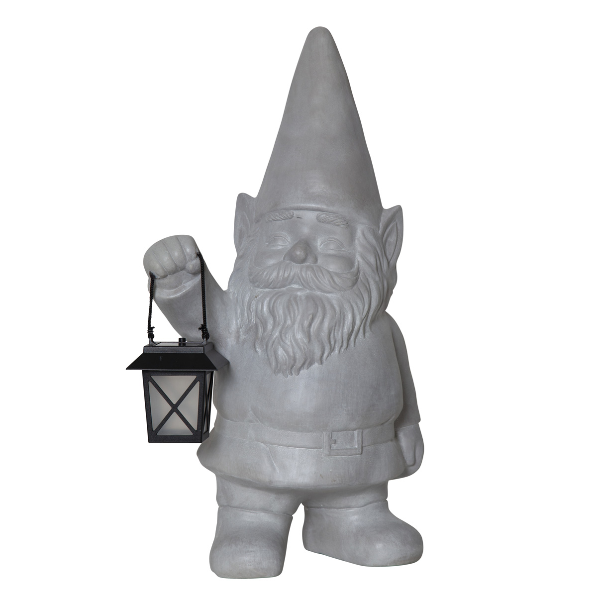 LED Solar Gartenfigur "Zwerg" mit Laterne - warmweiße LED - H: 53cm - Dämmerungssensor - grau