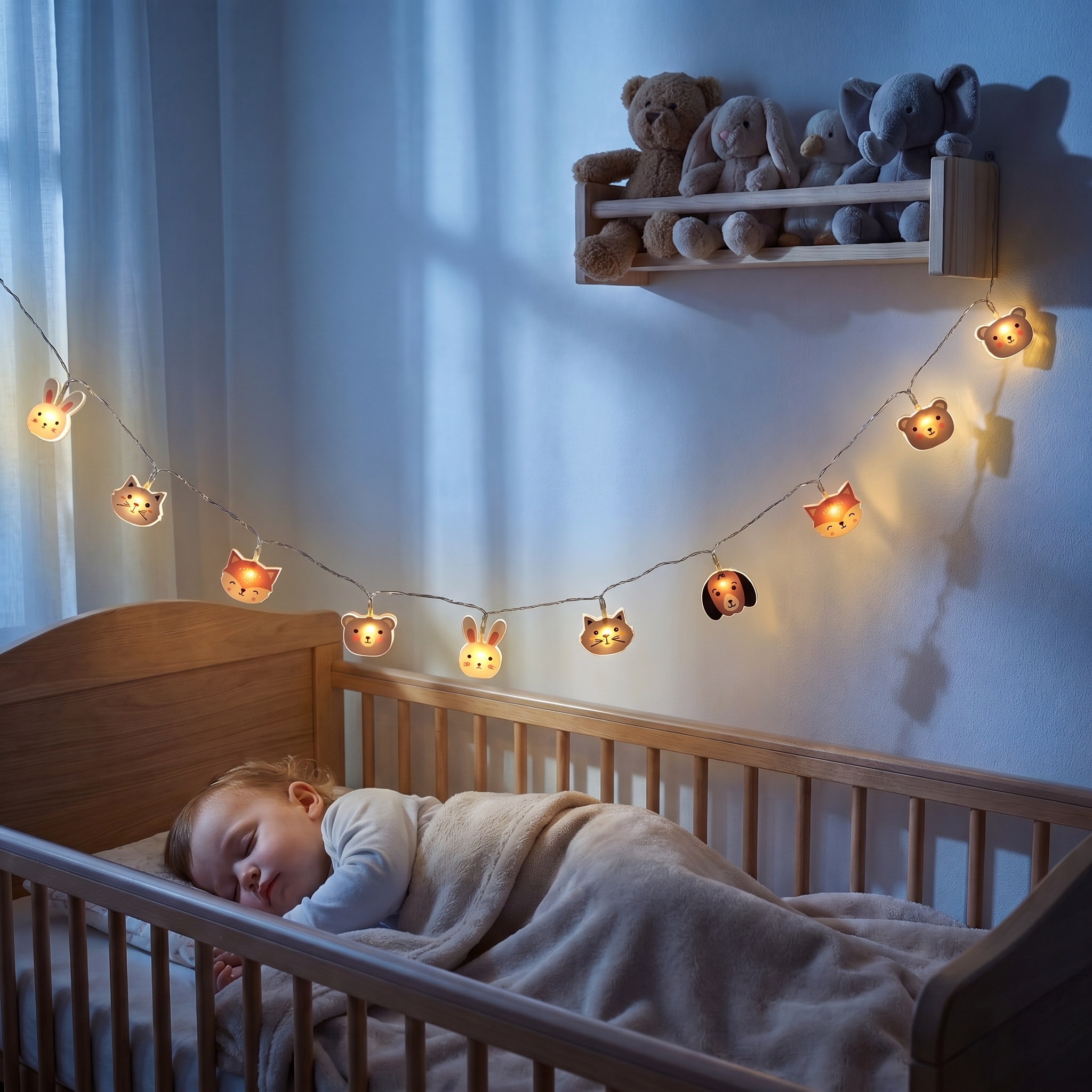 LED Lichterkette Tiere - Hund, Katze, Hase, Bär, Fuchs - Batteriebetrieb - Timer L: 0,9m - für Innen