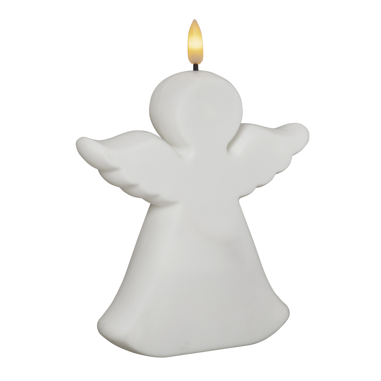 LED Gartenfigur Grabdeko Engel-Kerze - 1 warmweiße LED - H: 18cm - Timer - Batteriebetrieb - weiß