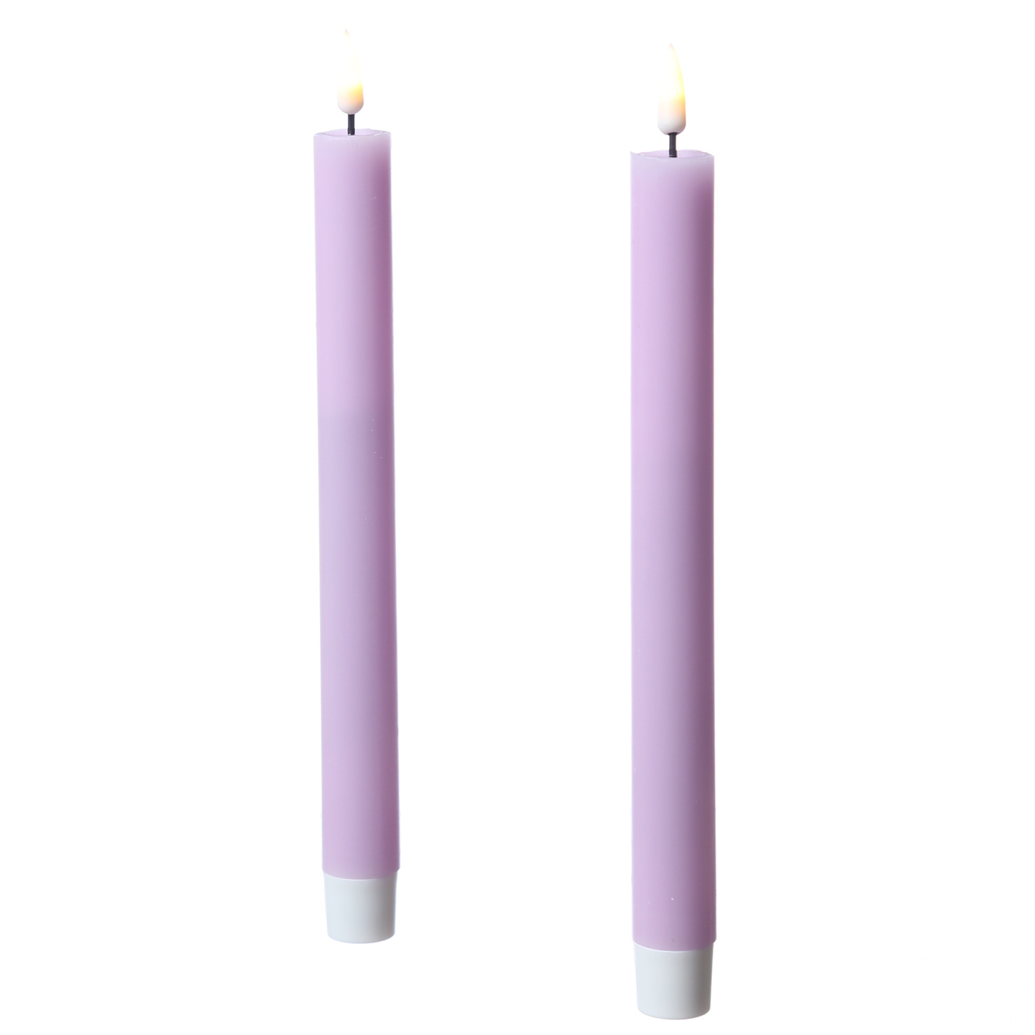 LED Stabkerzen MIA - Echtwachs - realistische 3D Flamme - H: 24cm - lavendel - 2 Stk