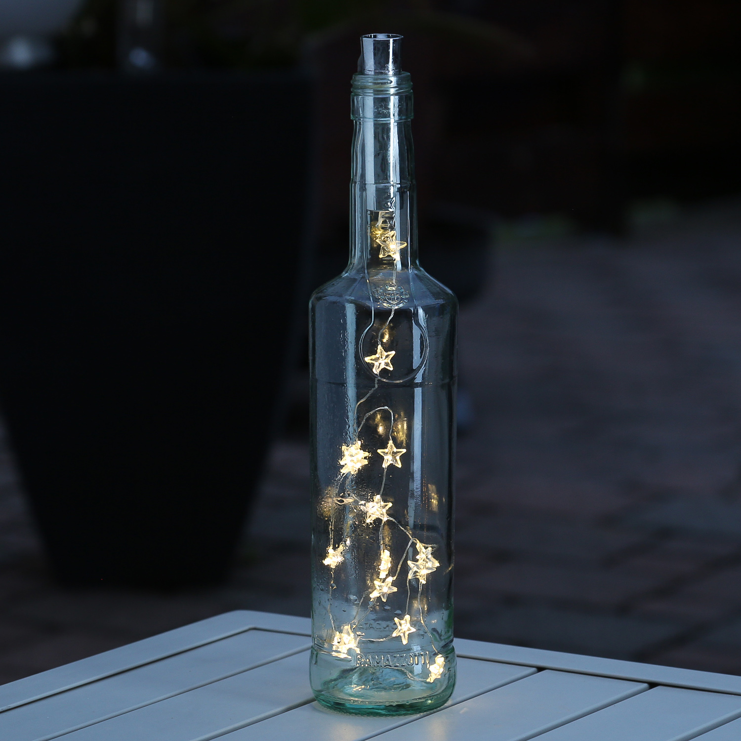 LED Lichterkette KORKEN Sterne - Flaschenverschluss - 15 warmweiße LED - L: 80cm - Timer - silber