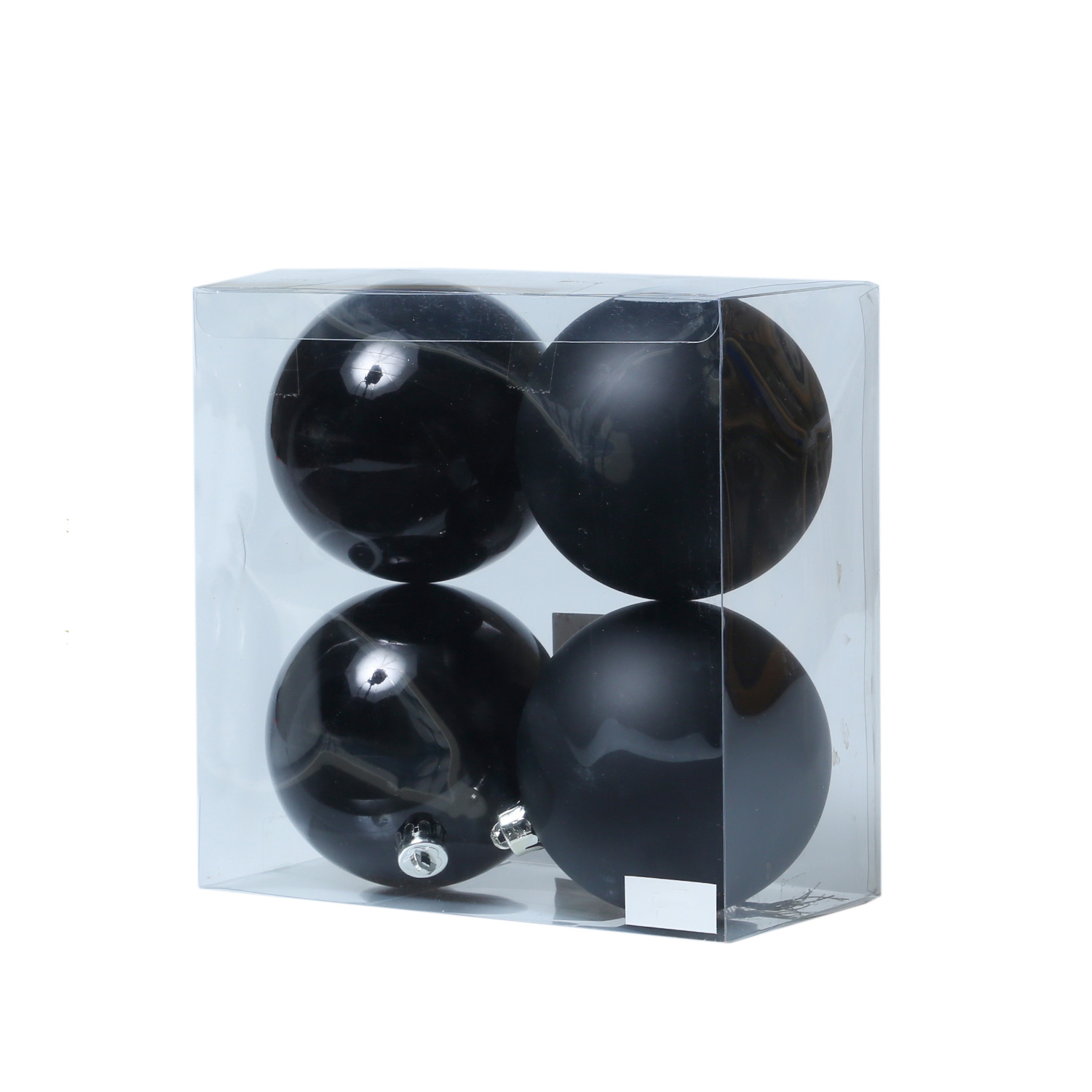 B-Ware Christbaumkugel - Weihnachtsbaumkugel - bruchfest - D: 10cm - glänzend, matt - schwarz - 4er Set