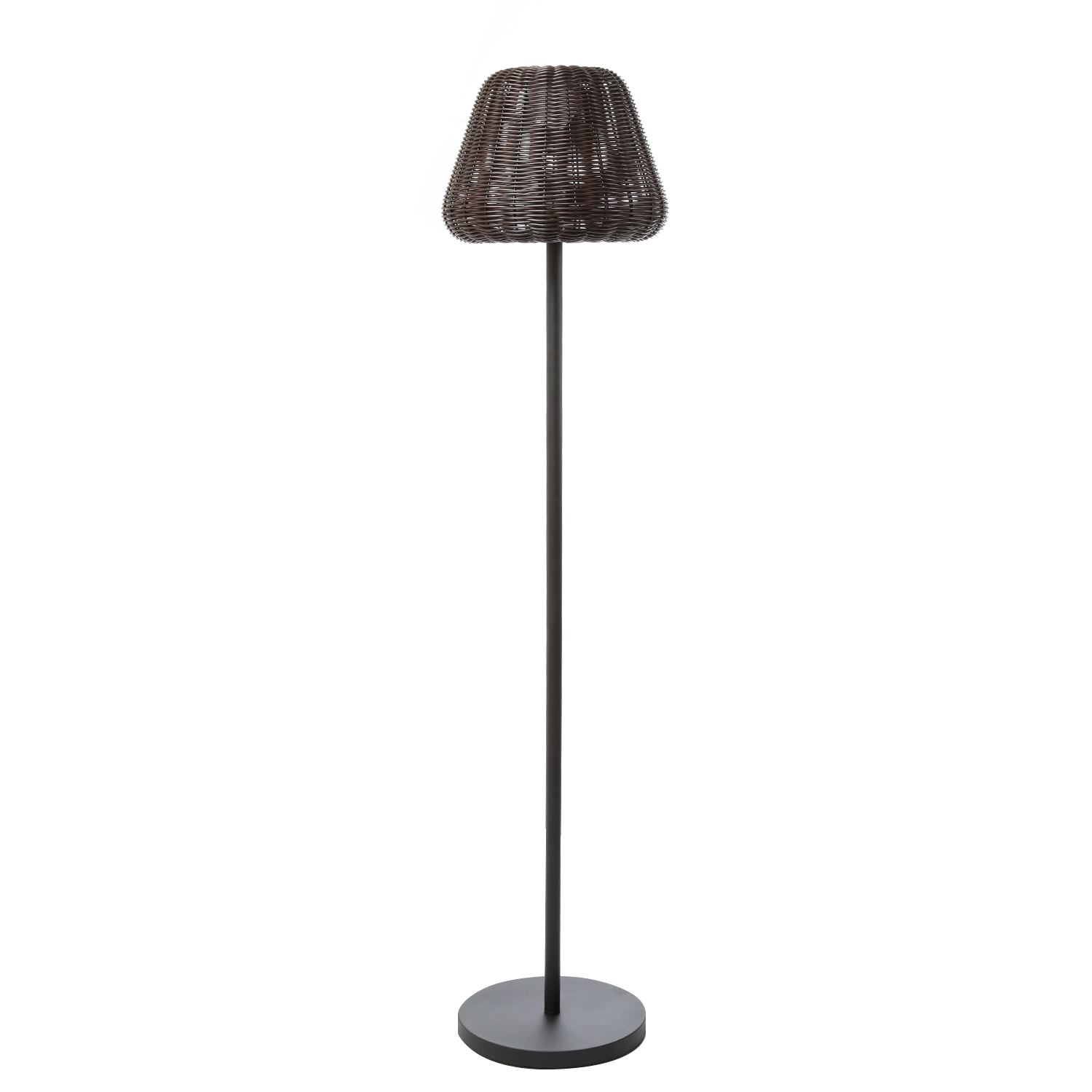 LED Garten Stehlampe - in Rattanoptik - H: 150cm - dimmbar - aufladbar - mit Fernbedienung - braun