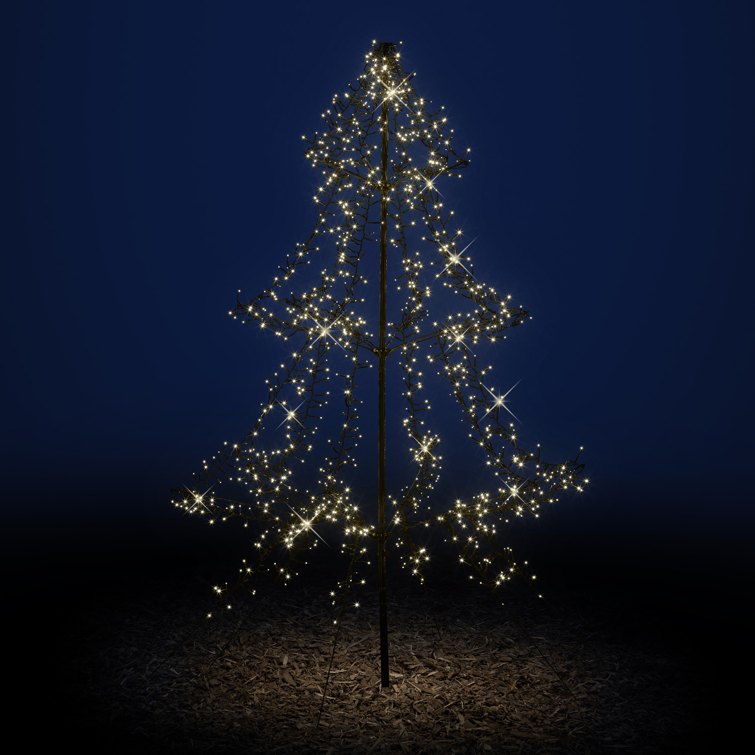 LED Outdoor Weihnachtsbaum - 1200 warmweiße LED - H: 2m - Dimmer - Timer - aufklappbar - schwarz