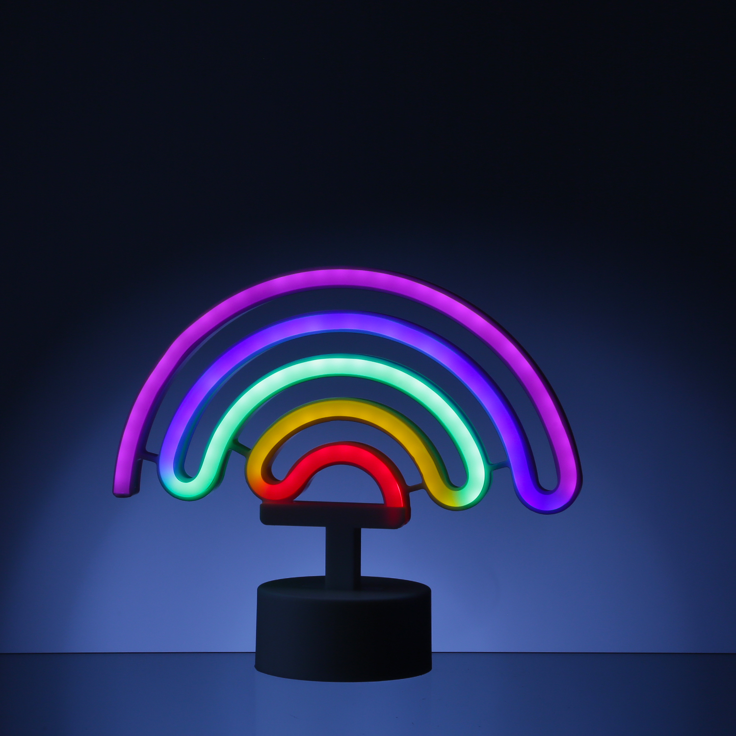 LED NEON Figur REGENBOGEN - Dekoleuchte - H: 19cm - Batterie oder USB Betrieb - stehend - bunt