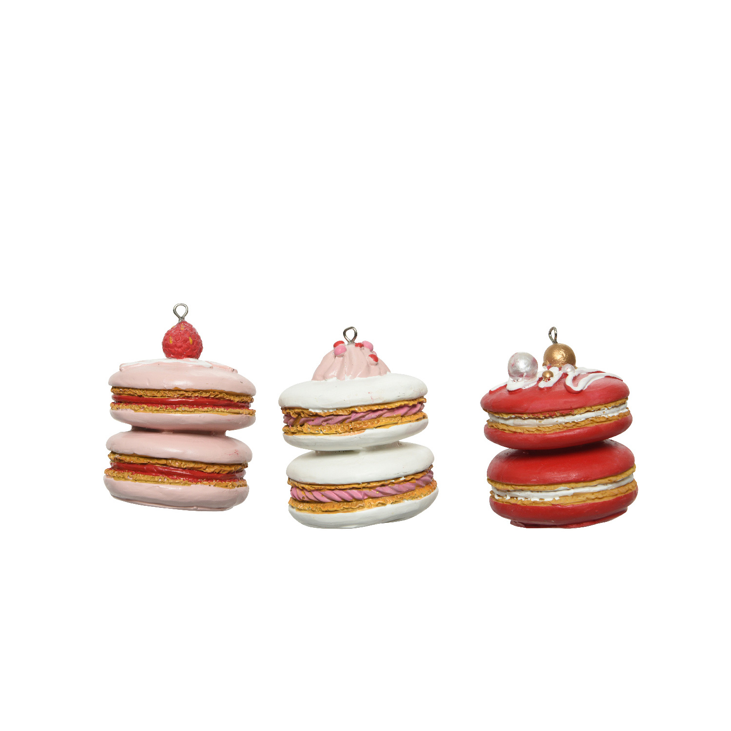Weihnachtsbaumschmuck MACARON - Polyresin - inkl. Aufhänger - matt - H: 6,5cm - rot