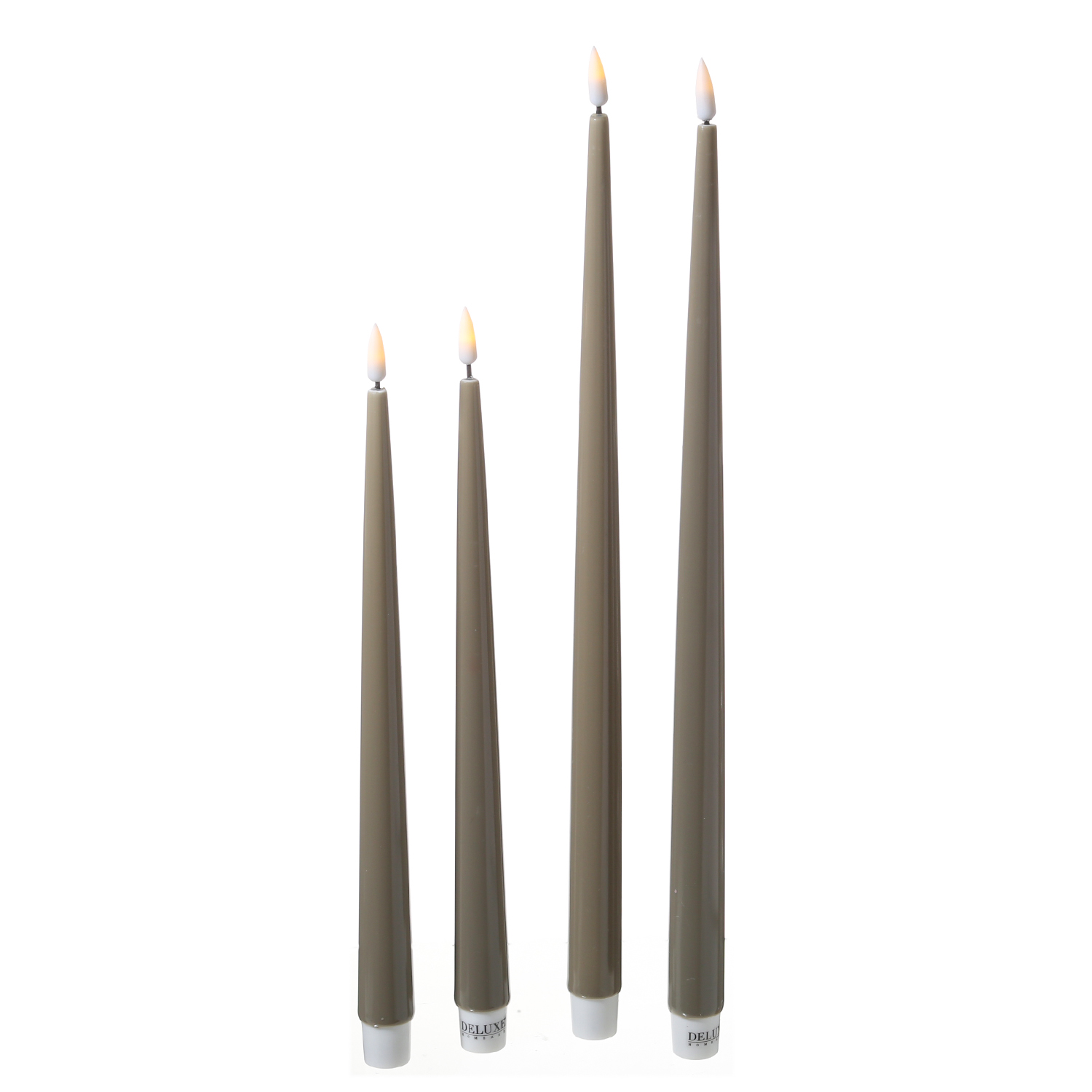 LED Stabkerzen ELLA - Echtwachs - realistische 3D Flamme - H: 38cm - sand/taupe - 2 Stück