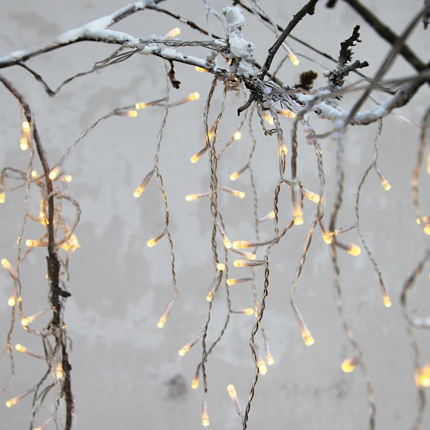 LED Lichtvorhang - Eisregen - Serie LED - 144 warmweiße LED - L: 4m H: 40cm - transp. Kabel - Außen