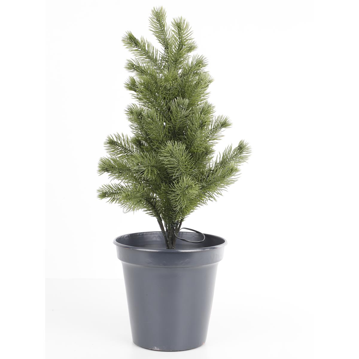Deko Weihnachtsbaum im Blumentopf mit 50 warmweißen LED - H: 55cm - Batterie - Timer - außen