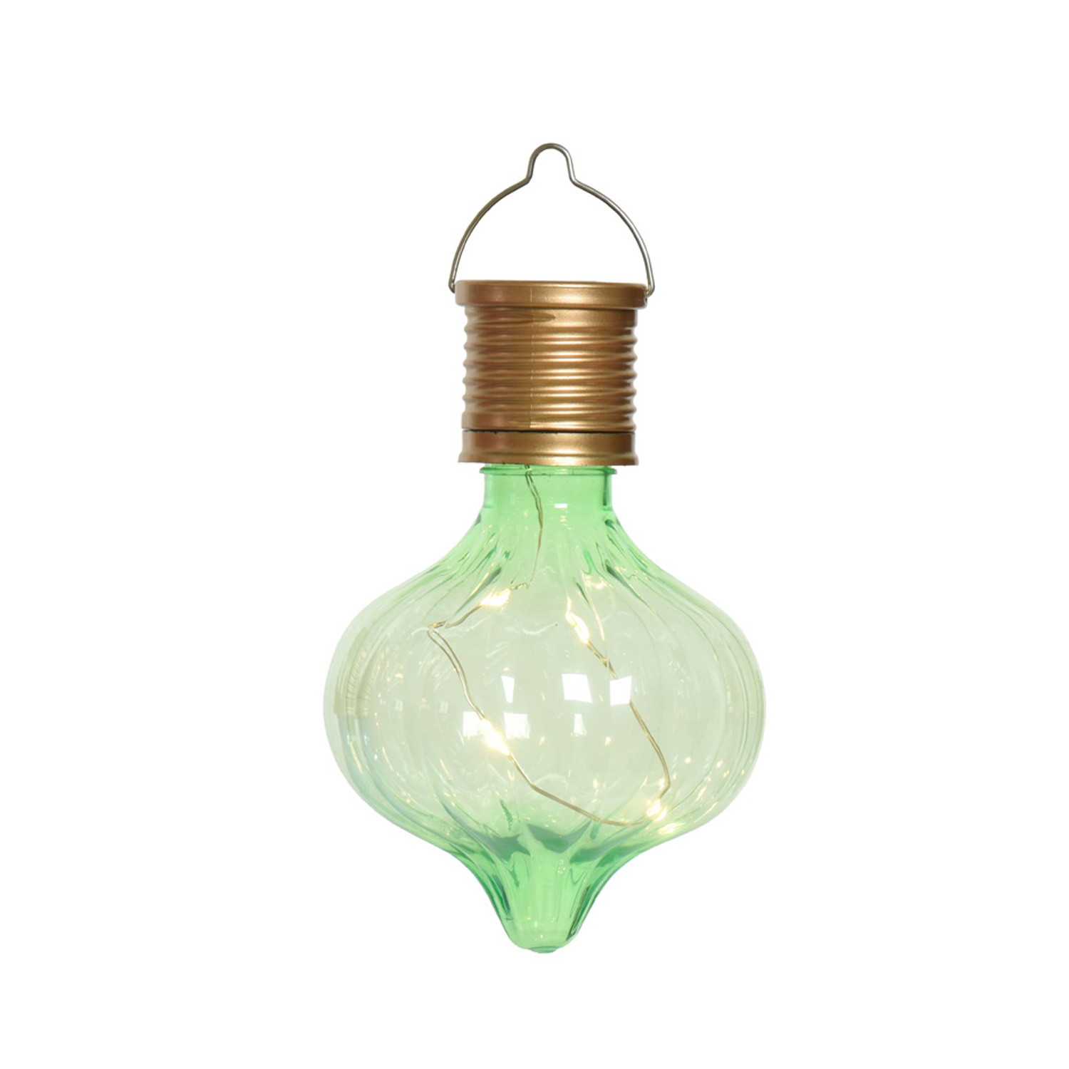 LED Solar Glühbirnen GLOW - Kugelleuchte - warmweiße LED Drahtlichterkette - H: 11,7cm - grün - 4St.