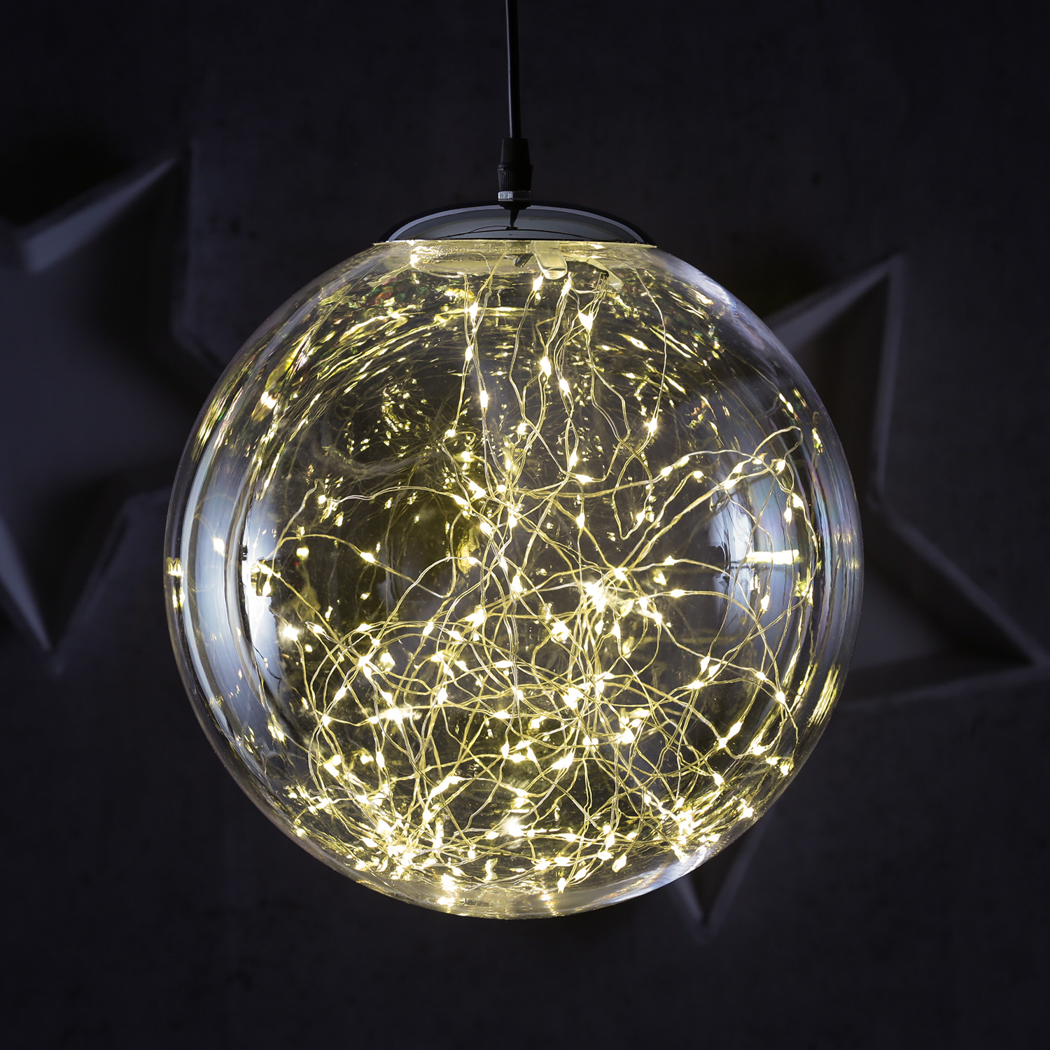 LED Lichterkugel mit Drahtlichterkette - hängend - 140 warmweiße LED - D: 30cm - f. Innen/Außen