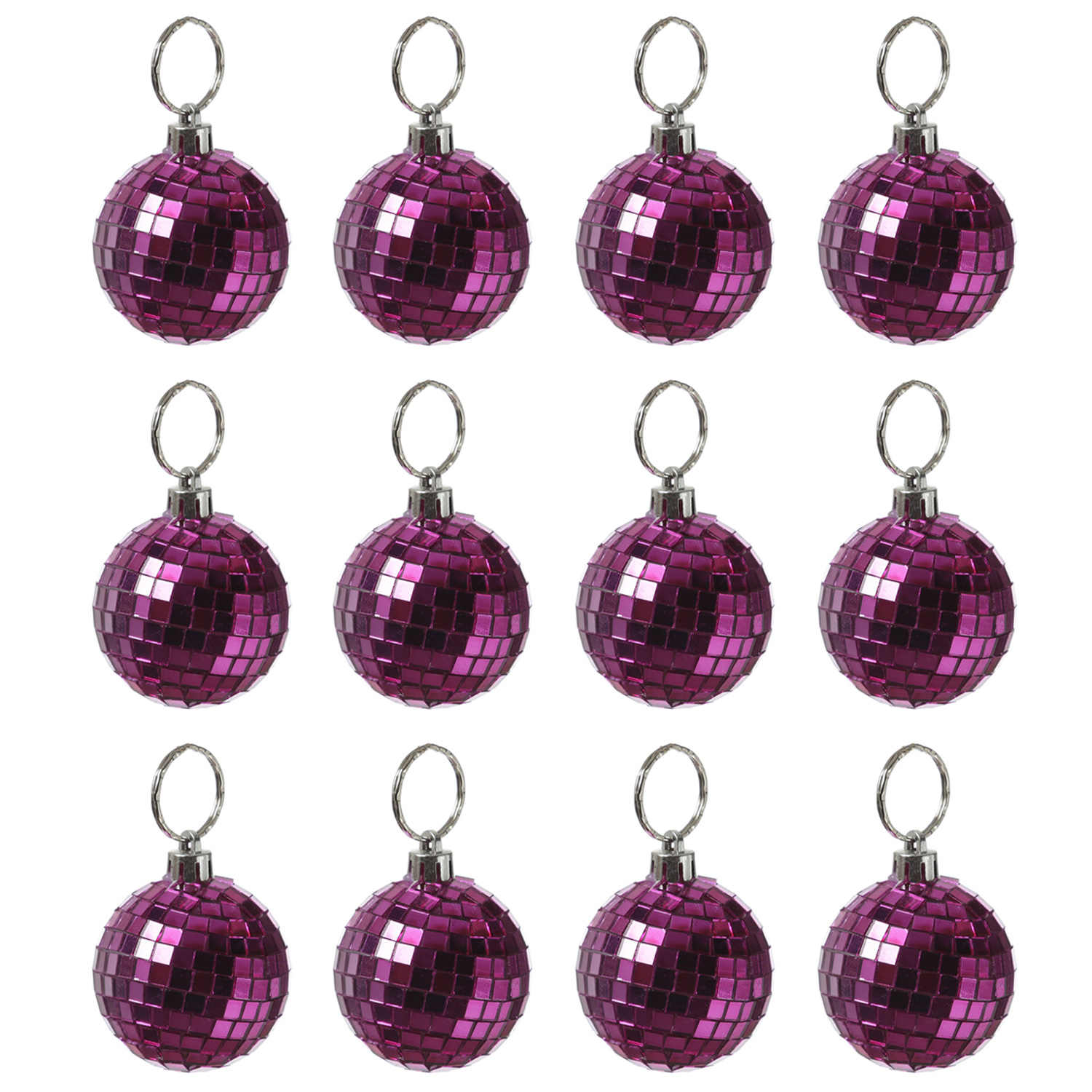 Christbaumschmuck Discokugel - Spiegelkugel 5cm  - Weihnachtskugel - 5x5mm Spiegel - pink - 12St.