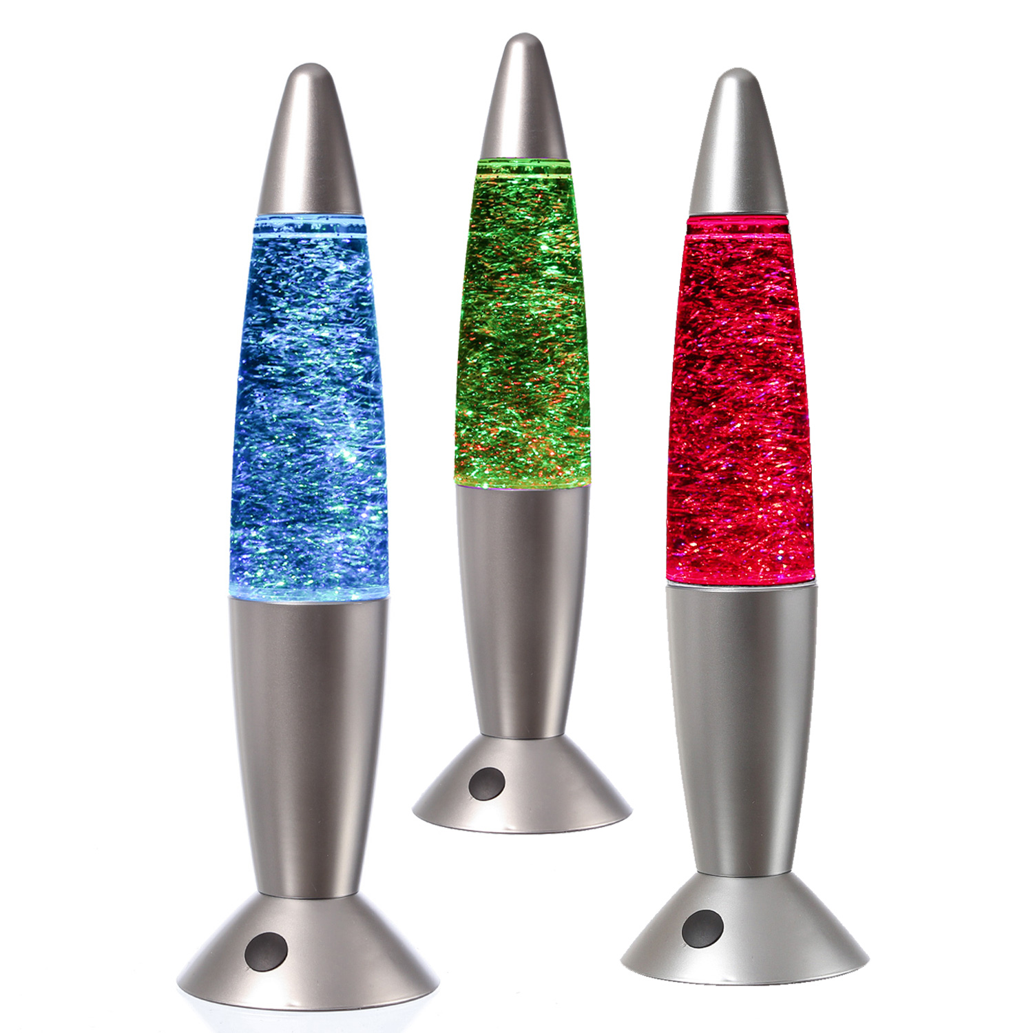 ROCKET LAMP - Lavampe - Glitzer RGB - Touchsensor - H: 36cm - wirbelnde Glitzerstückchen - silber