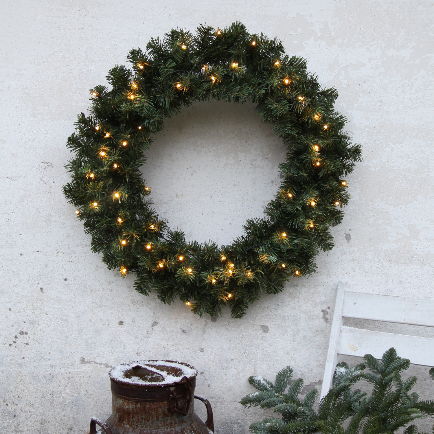 LED Tannenkranz - 50 warmweiße LED - D: 70cm - Trafo - für Außen