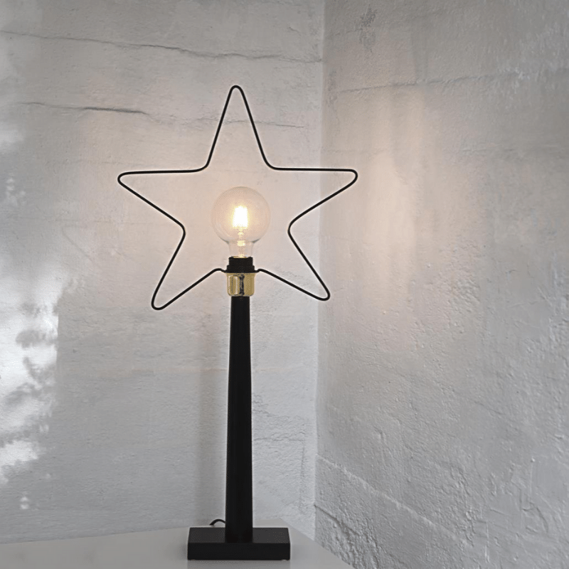 Dekoleuchte/Stehleuchte Stern "Ramsvik"- 5-zackig - E27 Fassung - H: 75cm, L: 39cm - schwarz