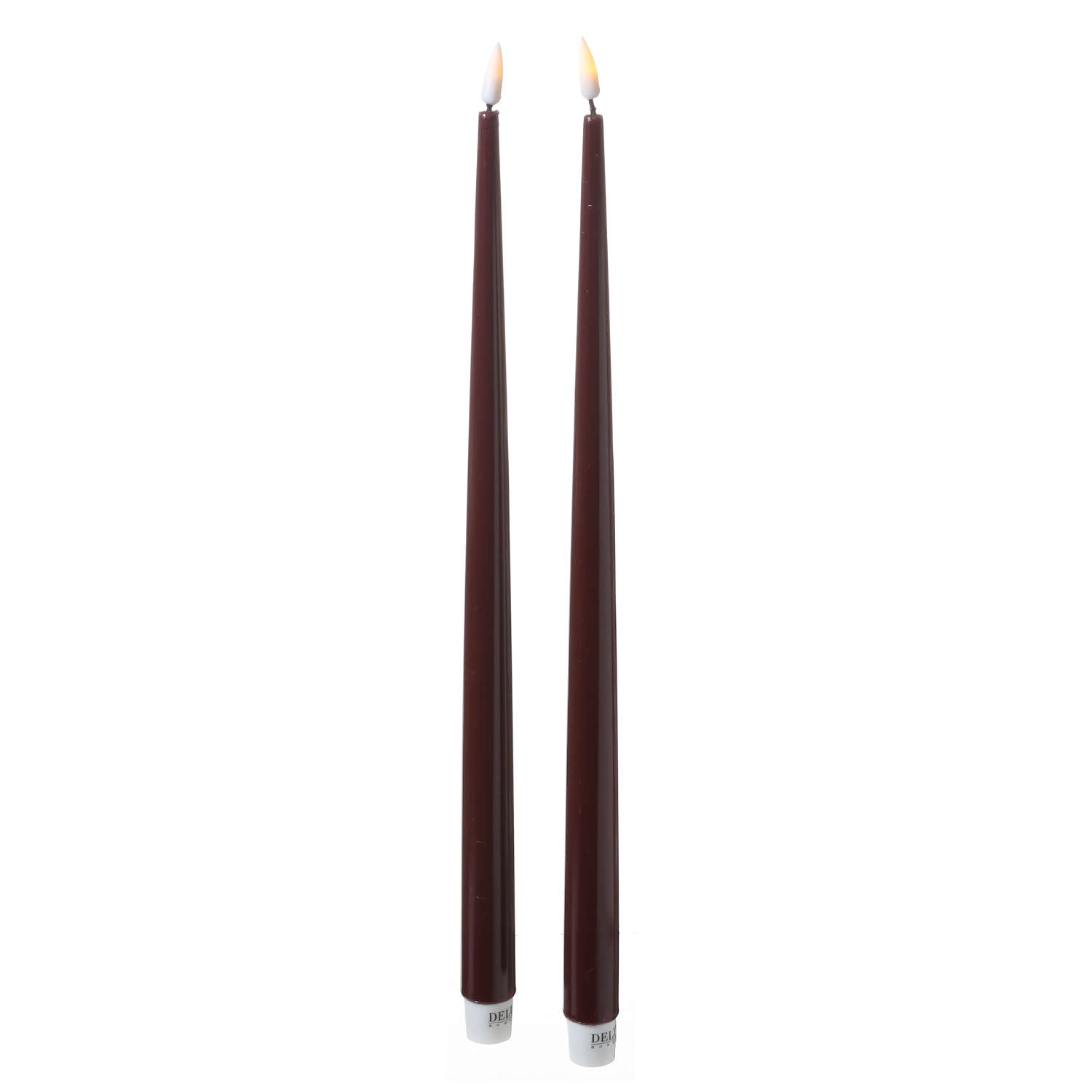 LED Stabkerzen ELLA - Echtwachs - realistische 3D Flamme - H: 38cm - weinrot - 2 Stück