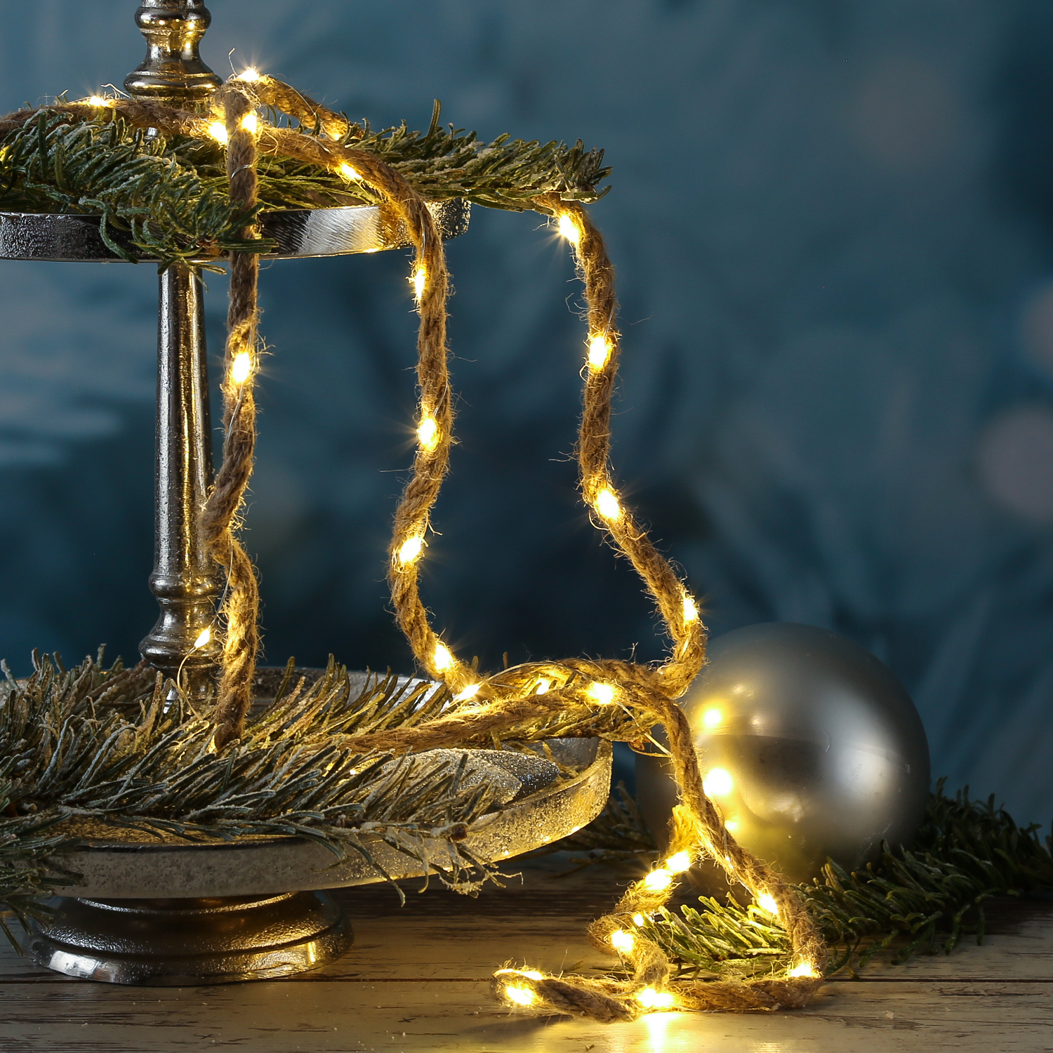 LED Lichterkette Seil - 100 warmweiße LED - L: 5m - 8 Funkt. - Timer - Batterie - Innen/Außen