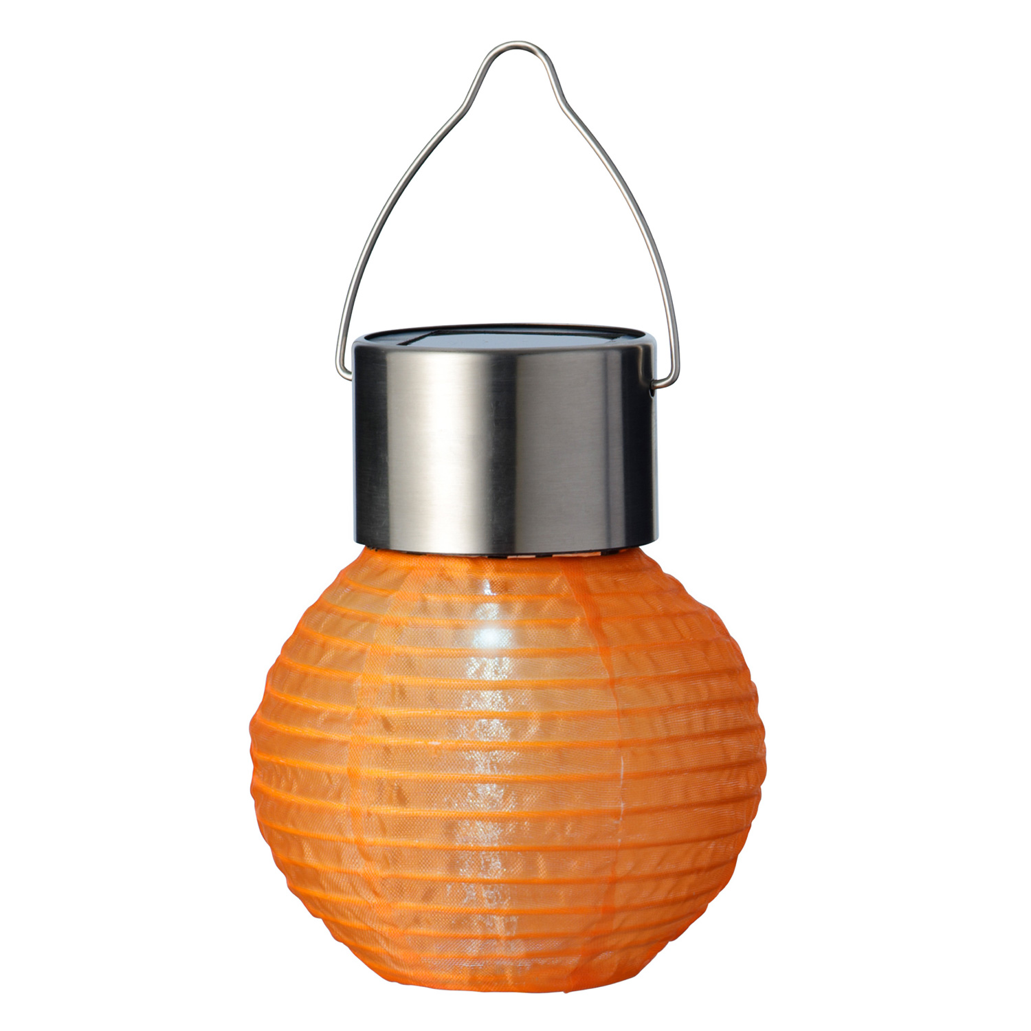 LED Solar Mini Lampion - kaltweiße LED - H: 9,5cm - D: 7cm - Lichtsensor - orange