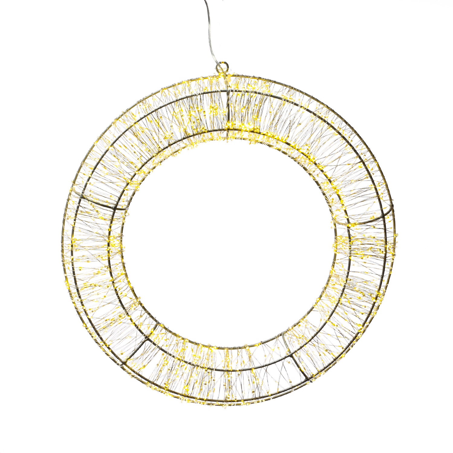 LED Kranz abgeflacht - Lichterkranz mit 1500 warmweißen LED - D: 40cm - 8Modi/Timer - Innen/Außen