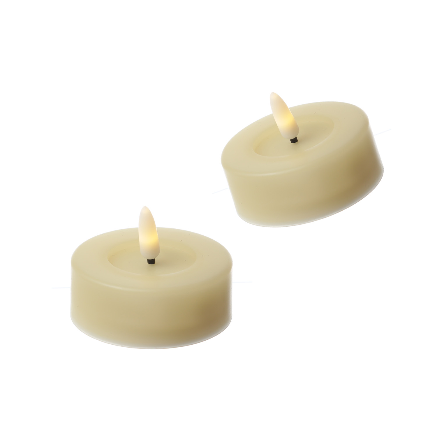 LED Maxi Teelichter - XL Outdoor Teelichter  - D: 6,5cm - Timer - Batteriebetrieb - creme - 2er Set