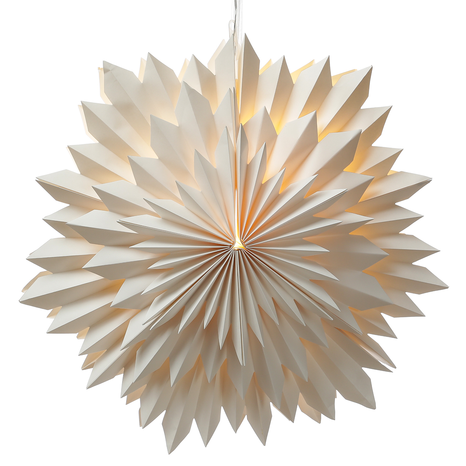 LED Papierstern EISBLUME - hängend - inkl. Kabel und LED Leuchtmittel - Timer - D: 58cm - weiß