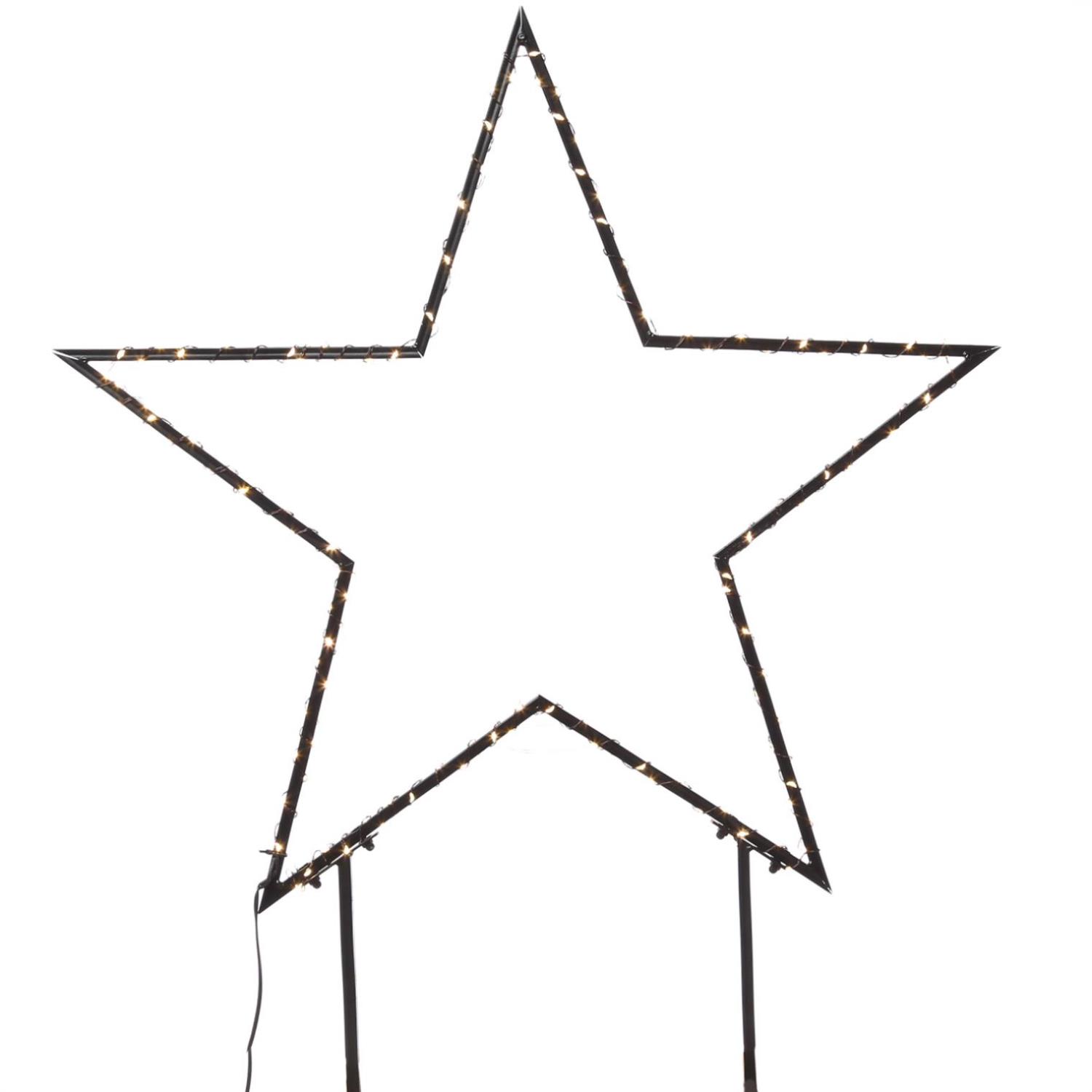 B-Ware LED Gartenstecker Stern - 150 warmweiße LED - H: 60cm - Trafo - für Außen - schwarz