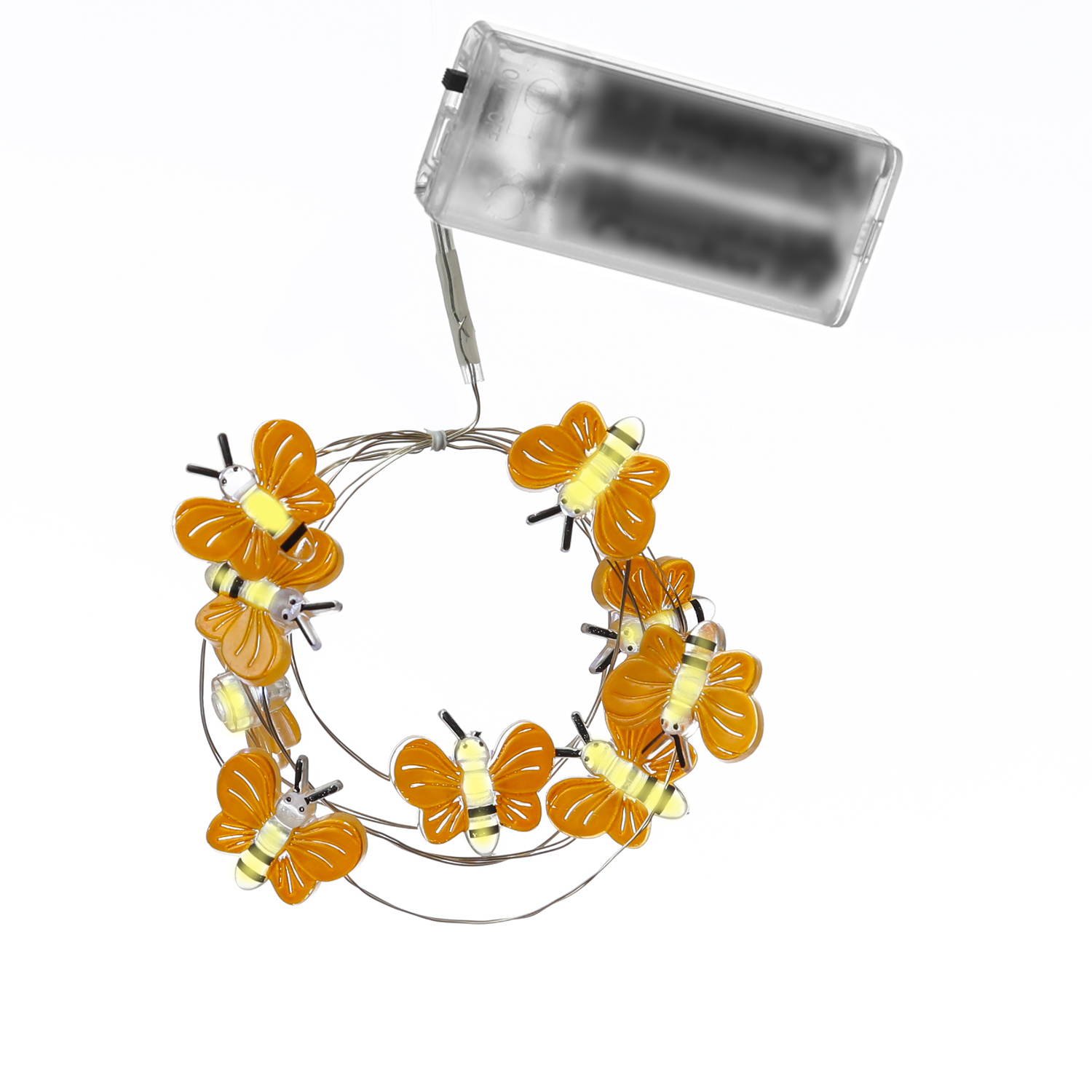 LED Drahtlichterkette Schmetterling - 10 weiße LED - L: 120cm - Batteriebetrieb - für Innen