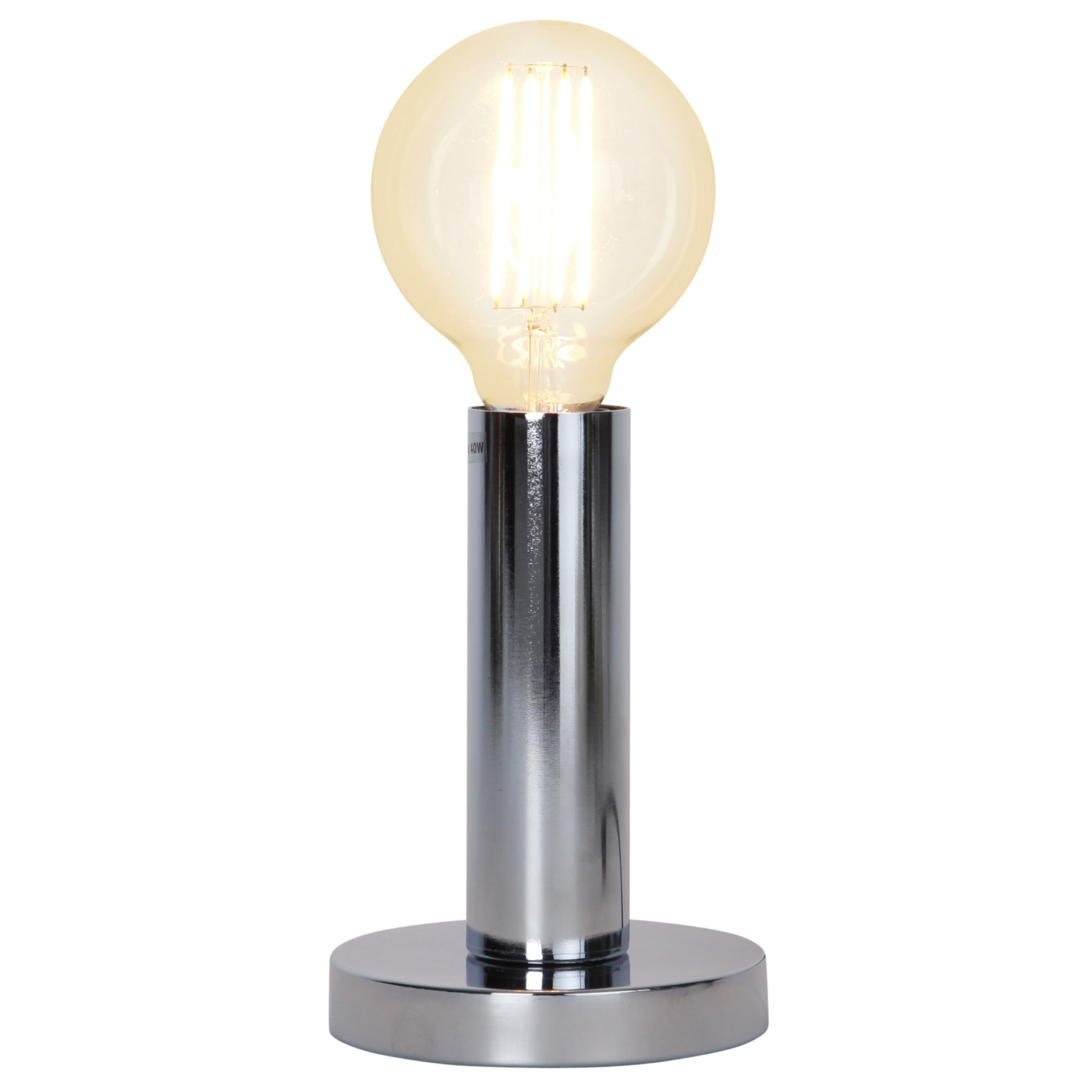 Lampenhalterung | GLANS | E27 | →12cm x ↑17cm | 180cm Kabel | Röhre lang | stehend | Silber/Chrom