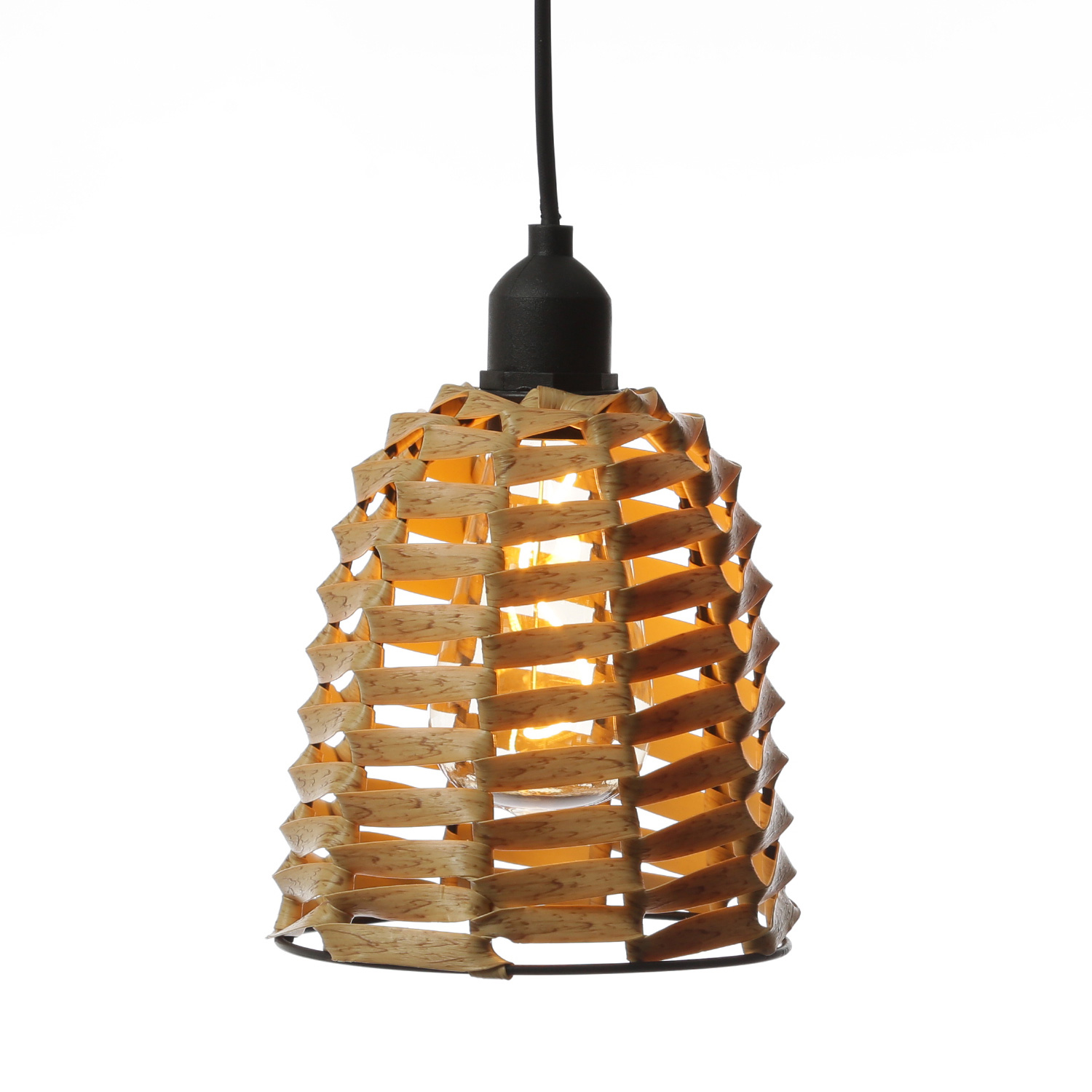 LED Hängeleuchte - Lampenschirm in Rattan-Optik - D: 15cm - Batterie/Timer - outdoor