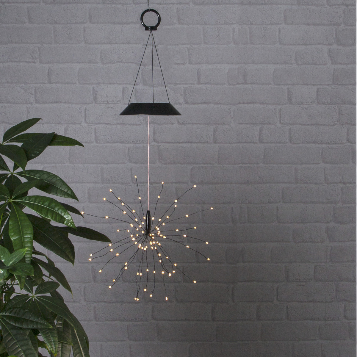 LED Solar Gartendeko "Firework" - 90 warmweiße LED - H: 45cm D: 26cm - Dämmerungssensor - hängend