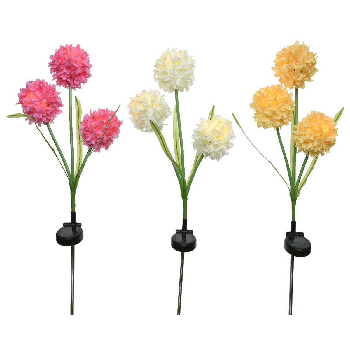 LED Solar Gartenstecker Blume - warmweiße LED - H: 70cm - Lichtsensor - gelb