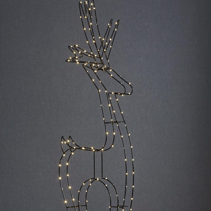 LED-Leuchtfigur Rentier "Cupid" - 170 warmweiße LED - H: 120cm, B: 45cm - Metall - stehend - schwarz