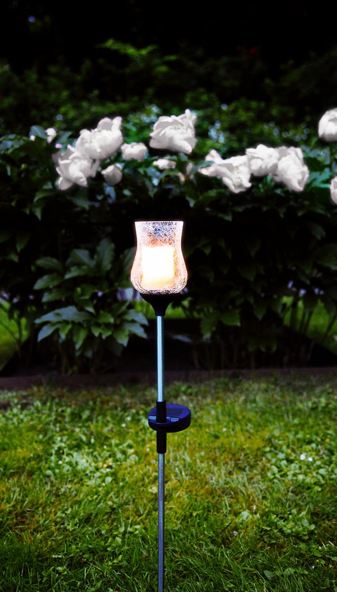 LED Solarstab "Lyon" - klares Glas - gelbe LED