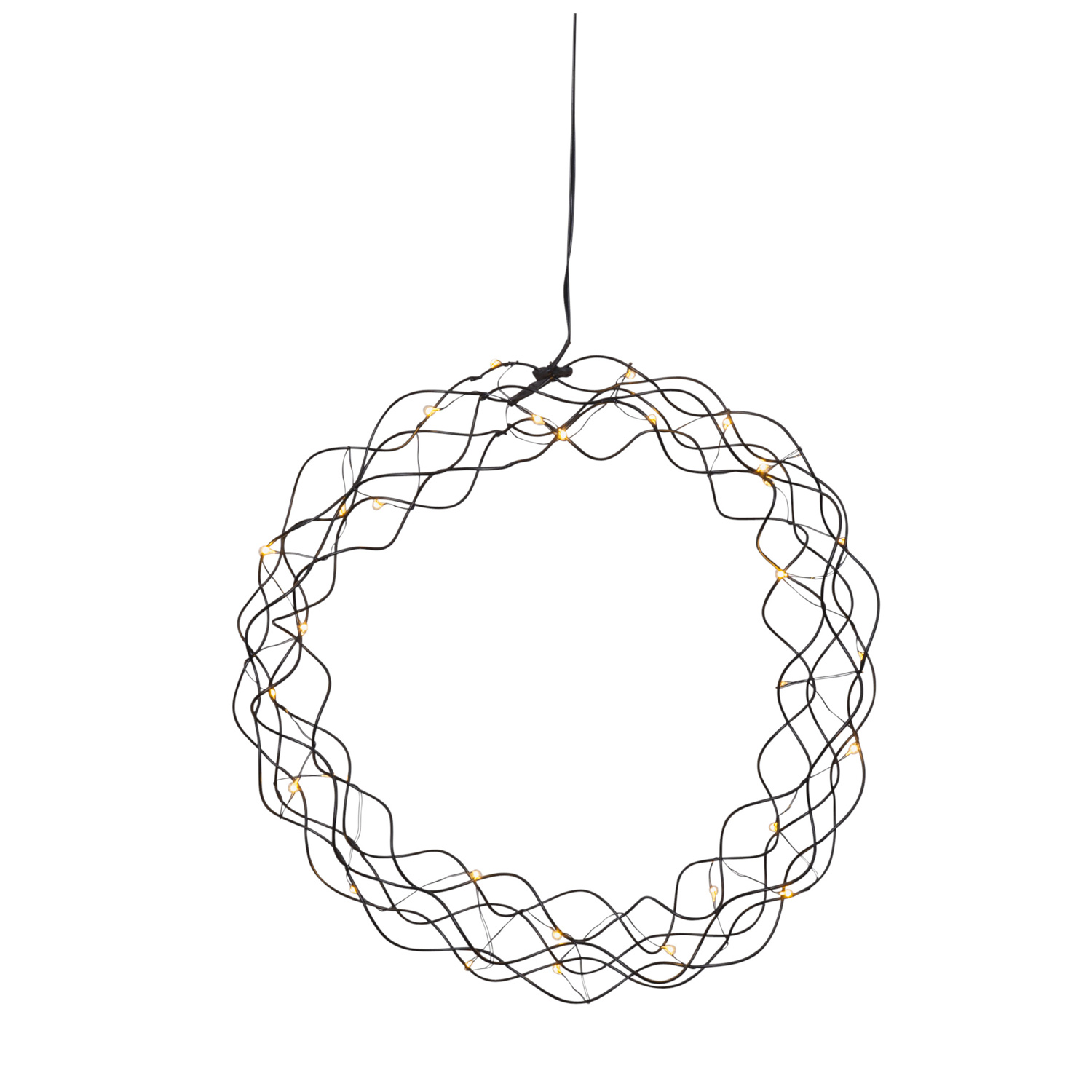 LED-Kranz "Curly" - 30 warmweiße LED - D: 30cm - Material: Metall - schwarz