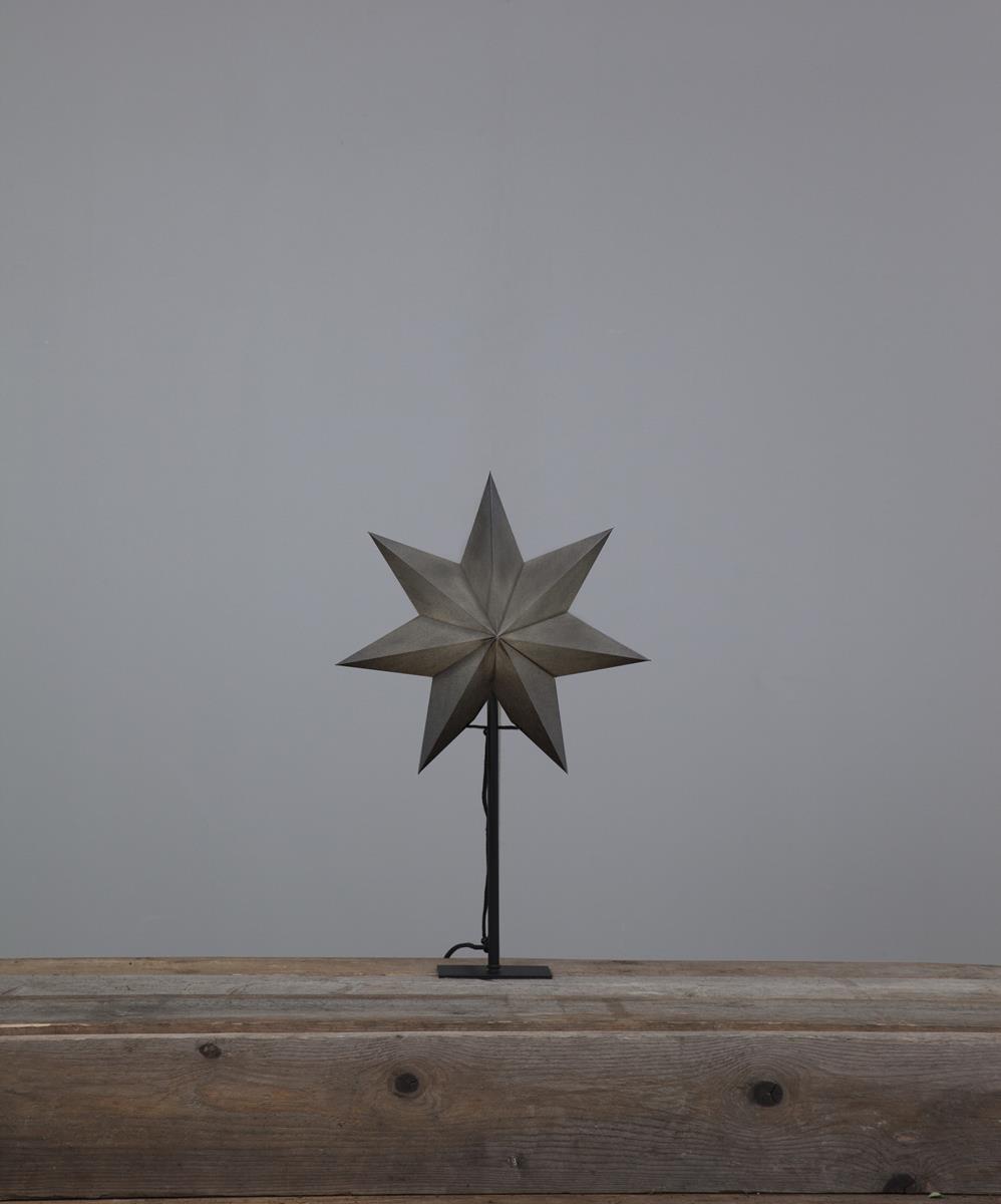 Papierstern "Ozen" - stehend - 7-zackig - D: 34cm, H: 55cm - E14 Fassung - inkl. Kabel - anthrazit