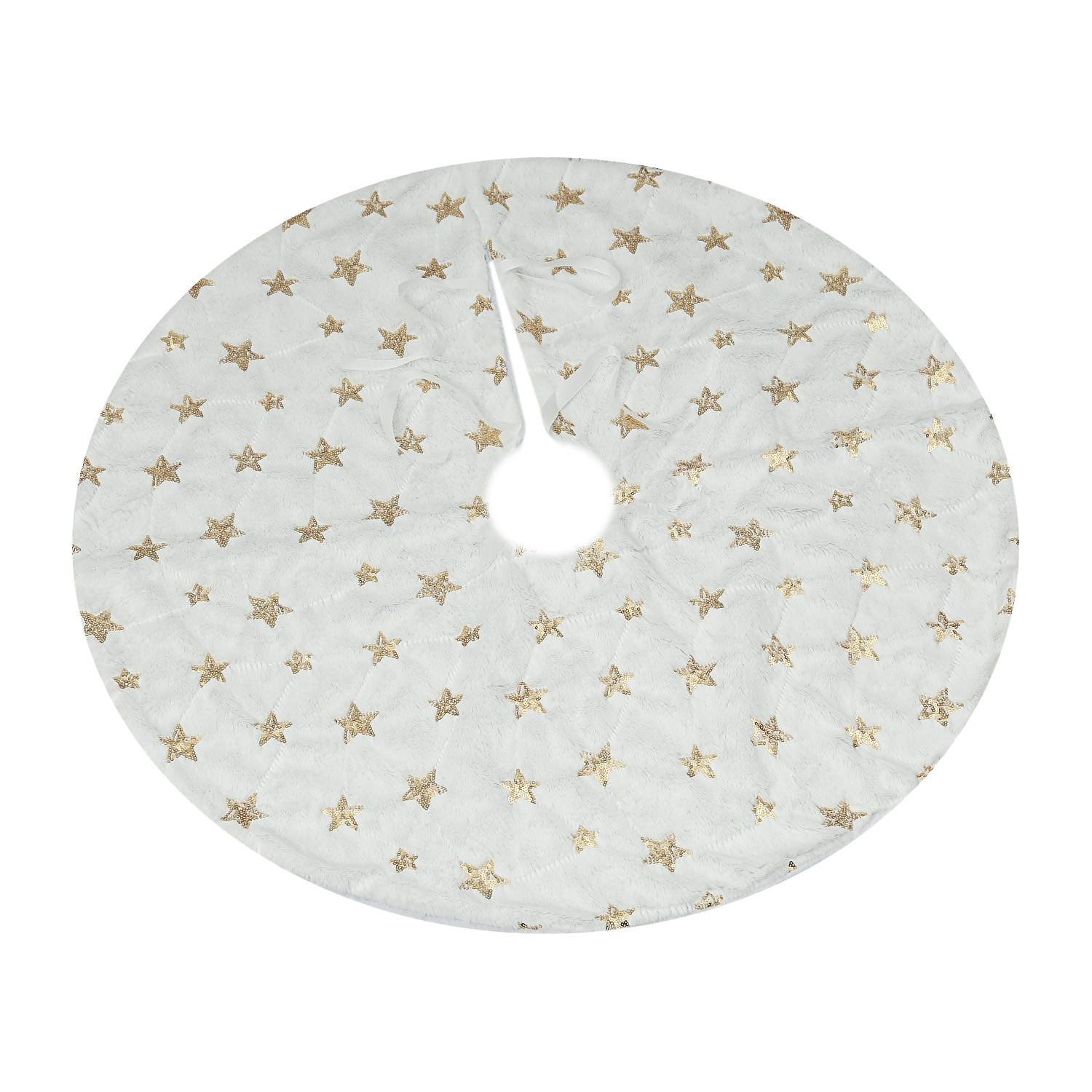 Weihnachtsbaumdecke Schneeflocken - Baumteppich - Polyester - D: 85cm - rund - weiß, gold