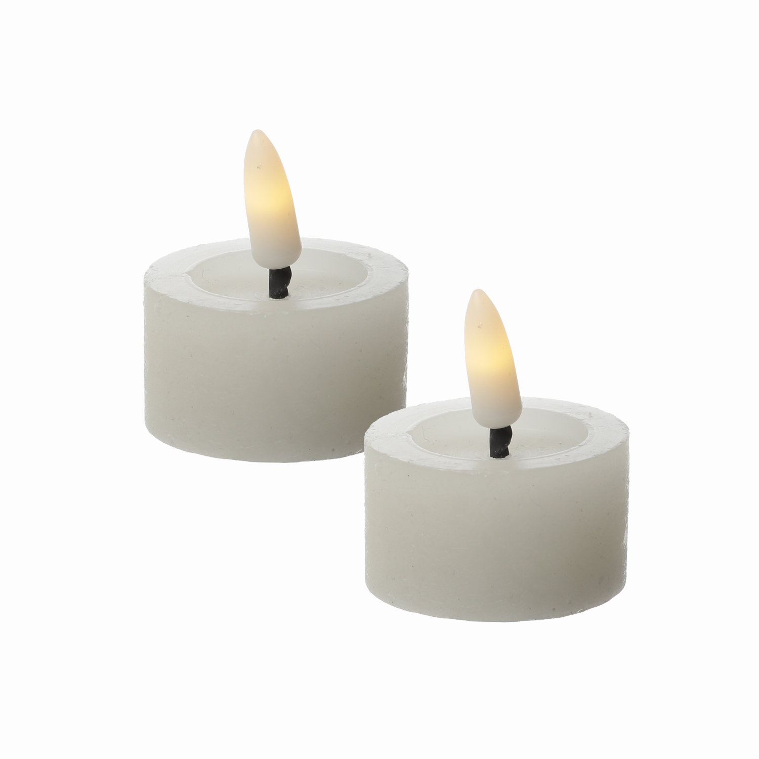 LED Teelichter LINA - Rustik-Optik - Echtwachs - Timer - mit Batterien - D: 4,4cm H: 5cm - 2St.