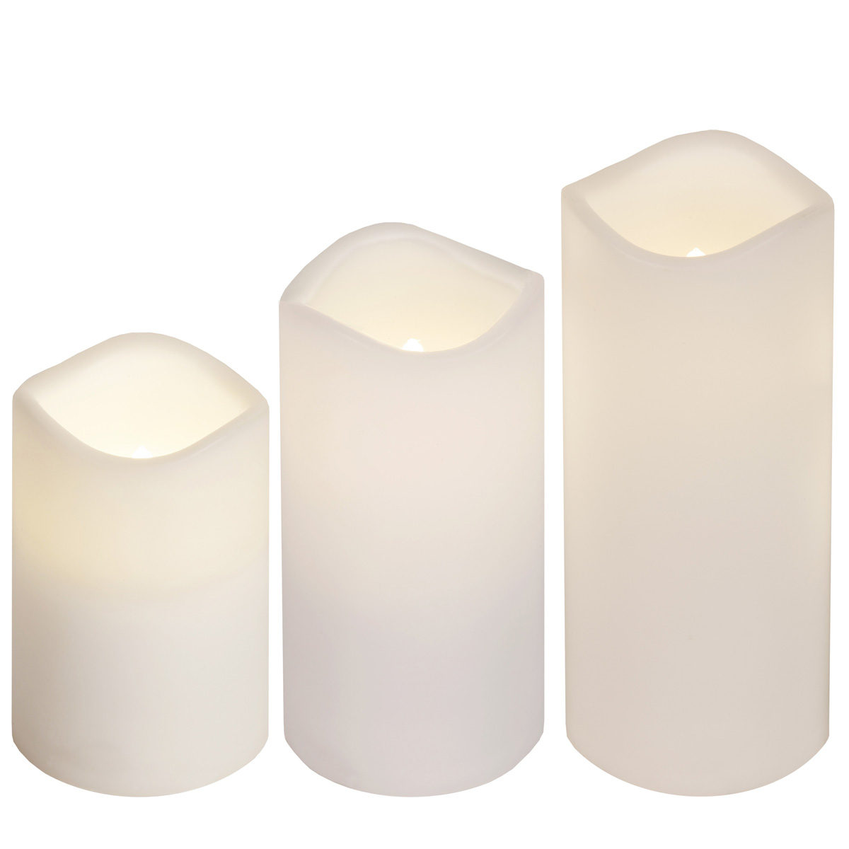LED Stumpenkerze "Paul" - flackernde LED - Batteriebetrieb - Timer - Fernbedienung - weiß - 3er Set
