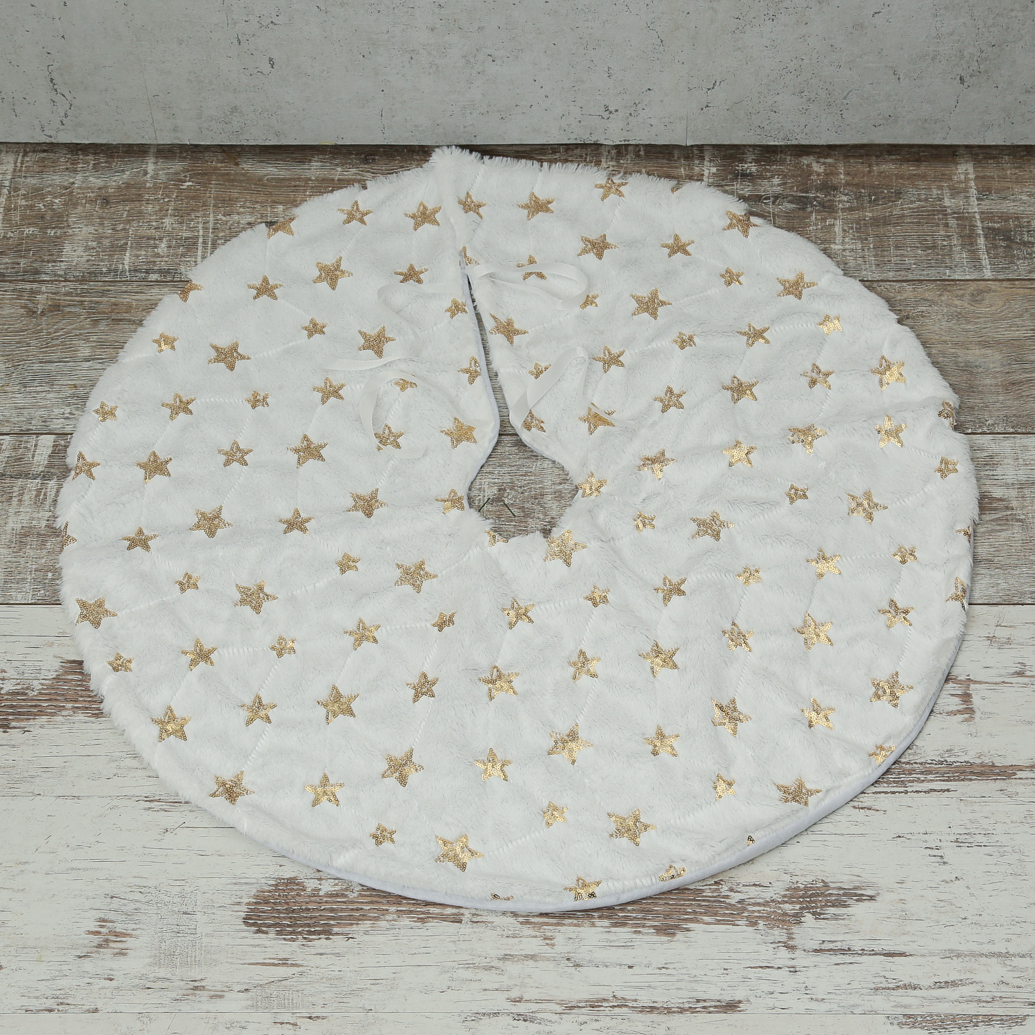 Weihnachtsbaumdecke Schneeflocken - Baumteppich - Polyester - D: 85cm - rund - weiß, gold